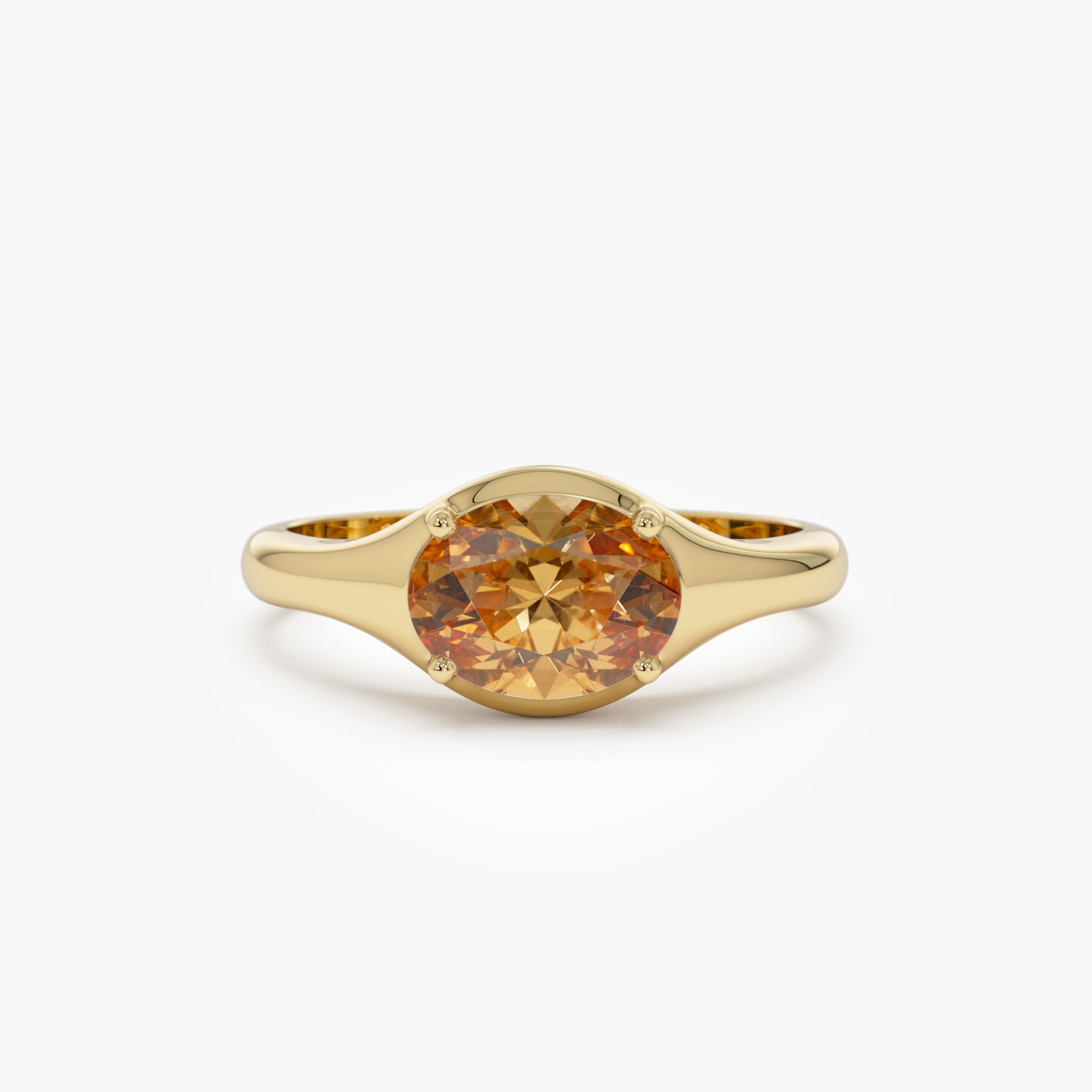 OBFJ0786 - 14K Oval Shape Prong Setting Citrine Ring 1