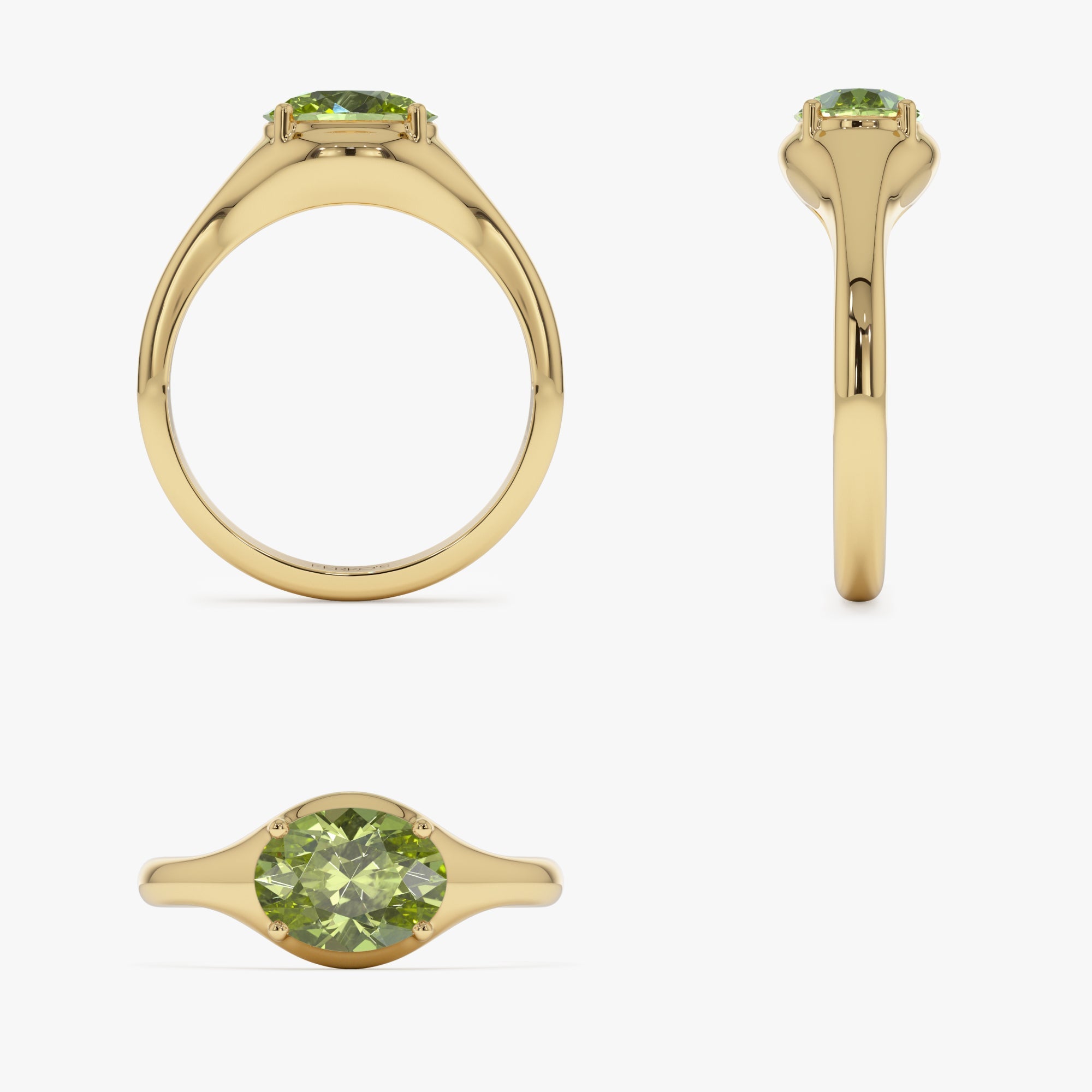 OBFJ0782 - 14K Oval Shape Prong Setting Peridot Ring 8