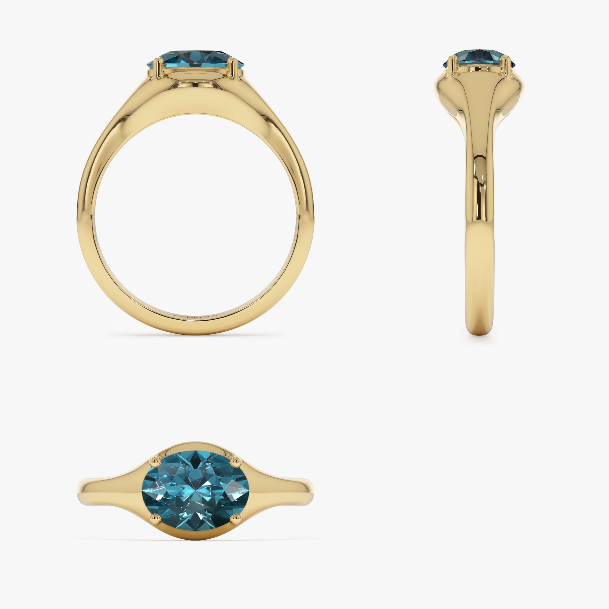 OBFJ0785 - 14K Oval Shape Prong Setting London Blue Topaz Ring 8