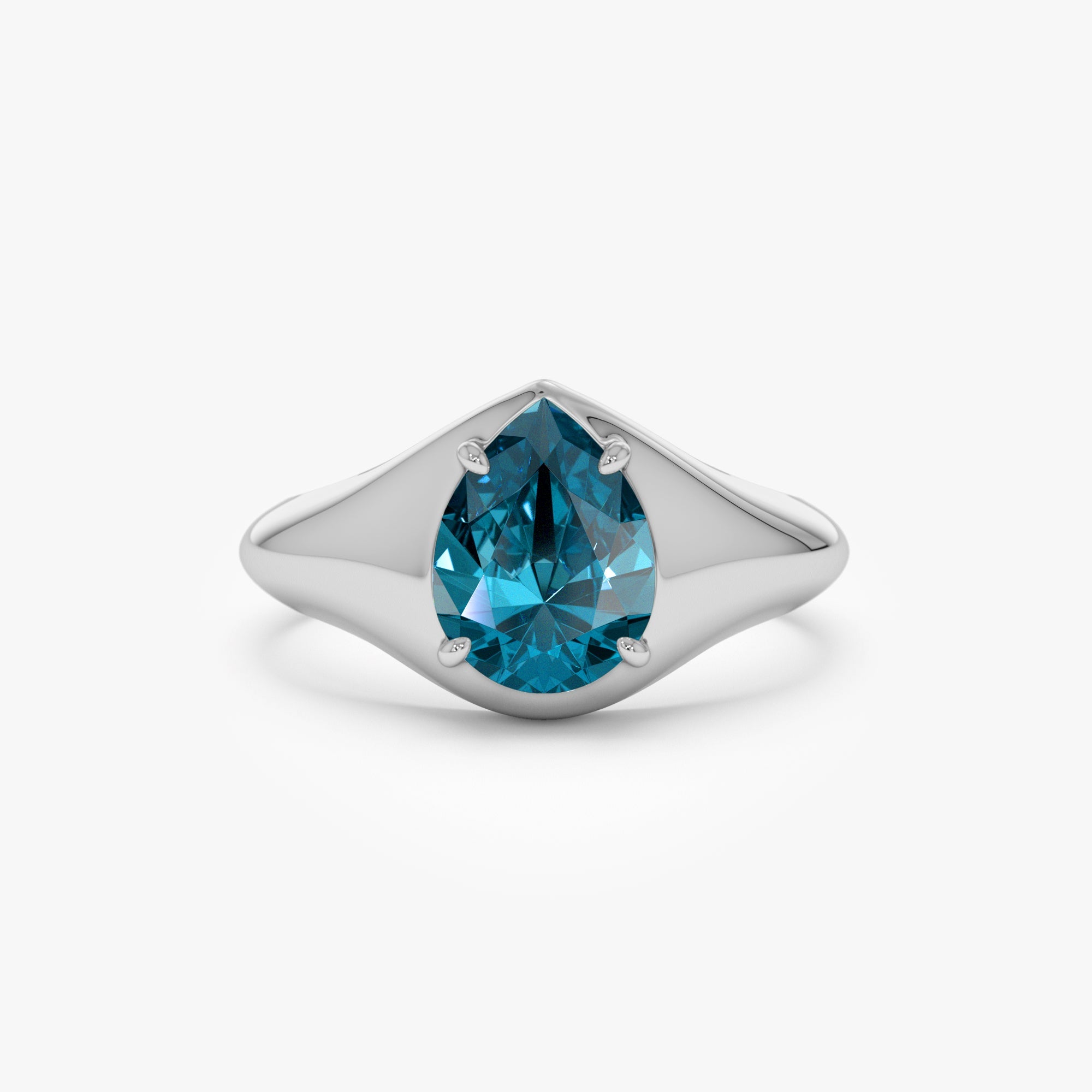 OBFJ0781 - 14K Pear Shaped London Blue Topaz Statement Ring 6
