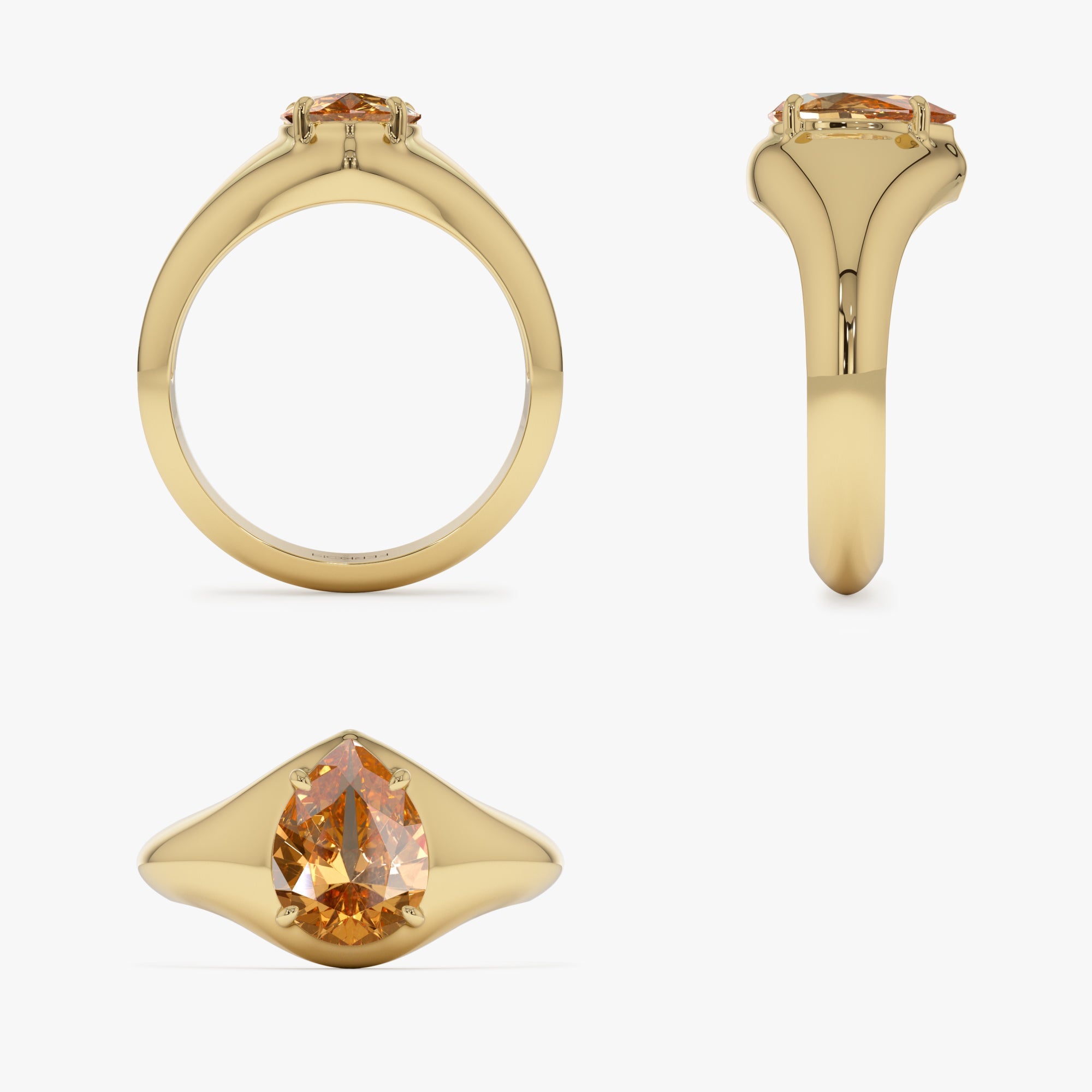OBFJ0779 - 14K Pear Shaped Citrine Statement Ring 8