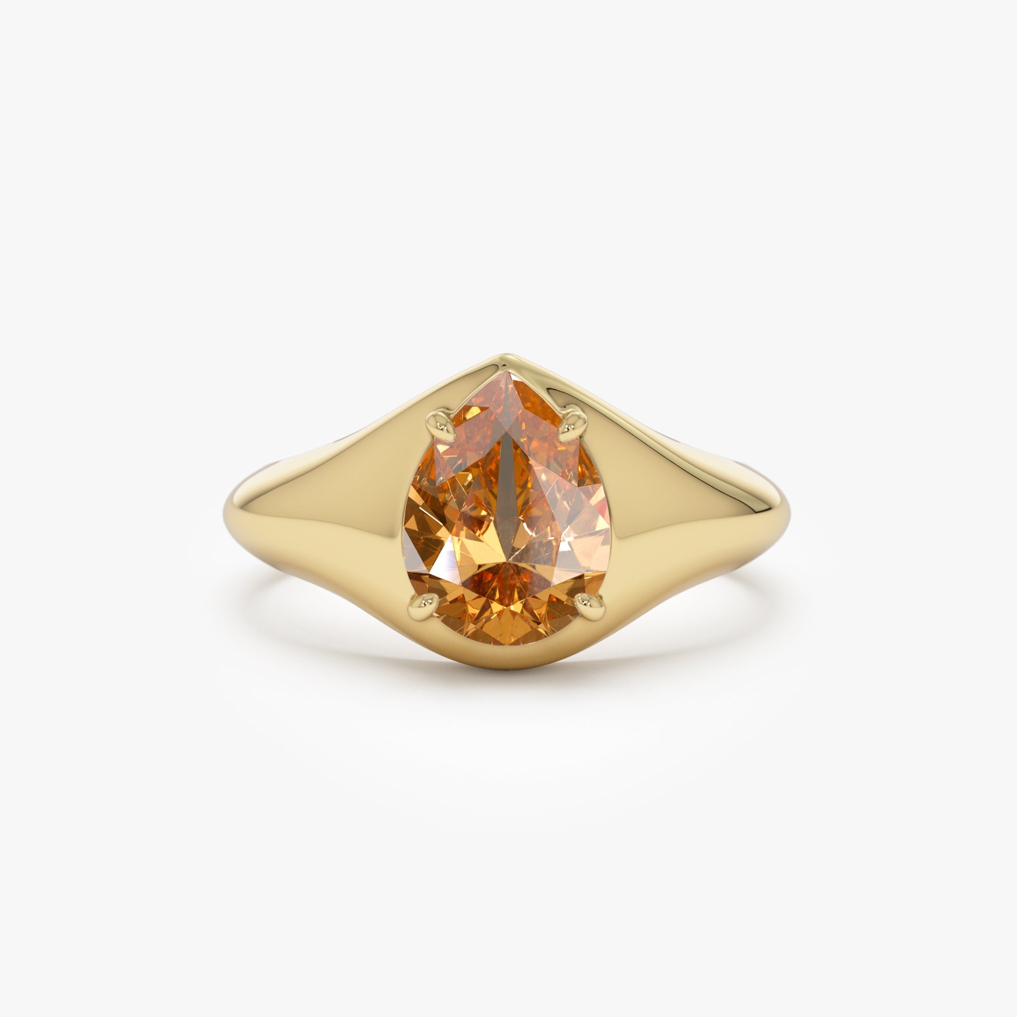 OBFJ0779 - 14K Pear Shaped Citrine Statement Ring 1