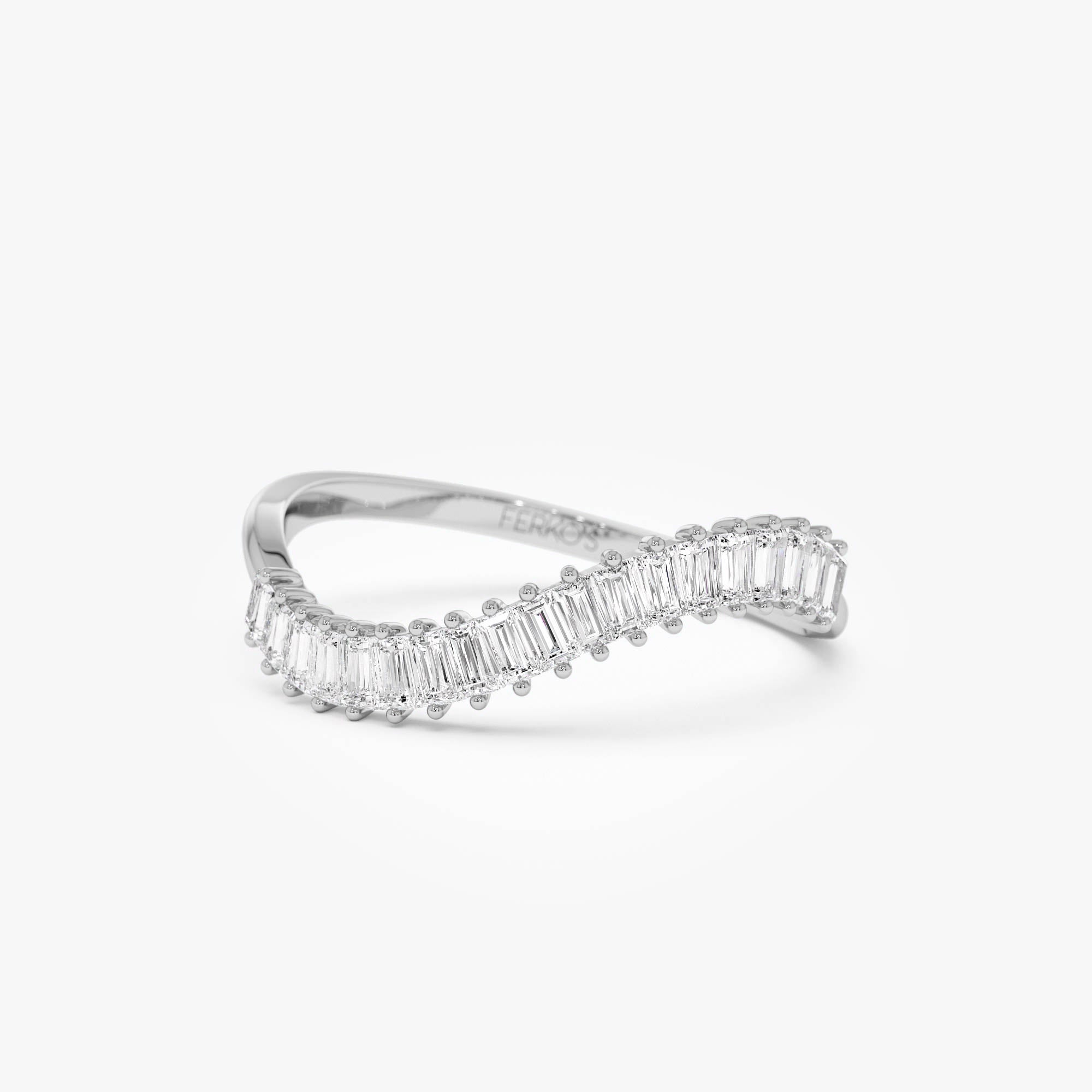 OBFJ0940 - 14k Unique Wave Design Baguette Diamond Ring 6
