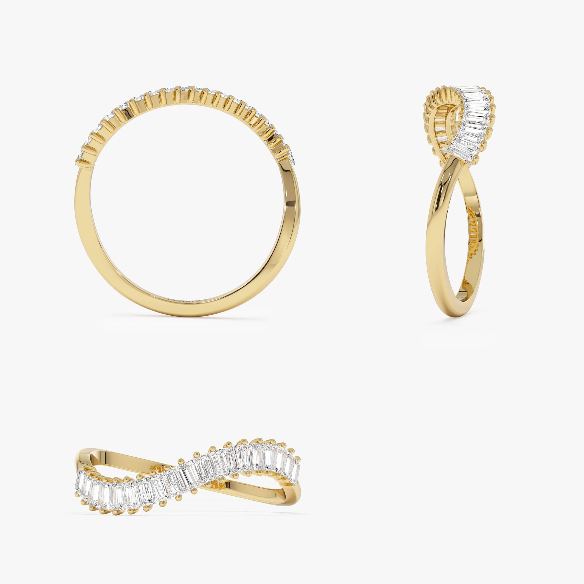 OBFJ0940 - 14k Unique Wave Design Baguette Diamond Ring 8
