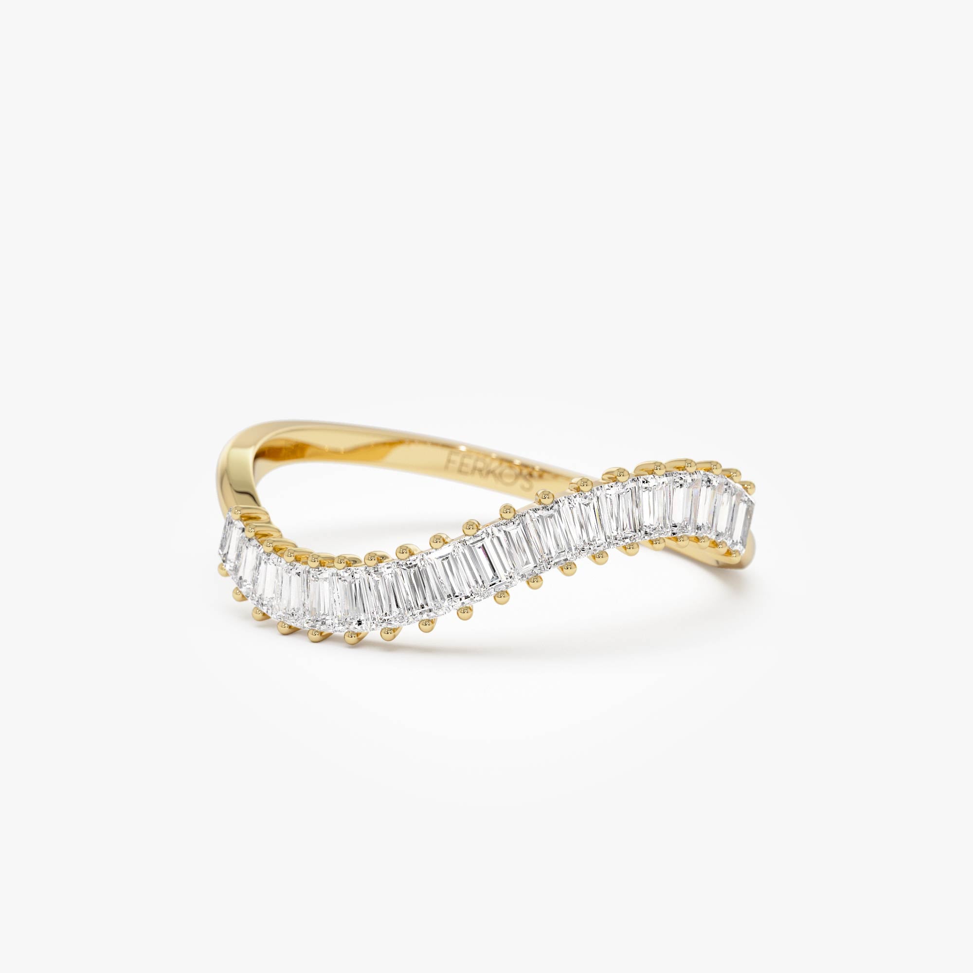 OBFJ0940 - 14k Unique Wave Design Baguette Diamond Ring 1