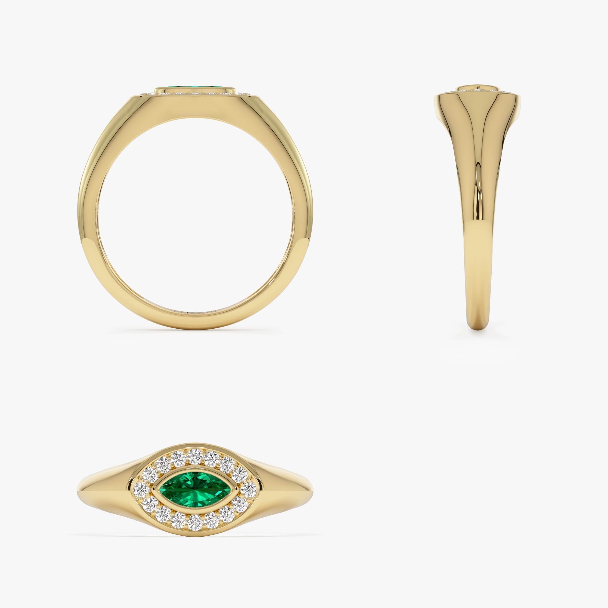 OBFJ0642 - 14K Marquise Emerald Halo Setting Ring 10