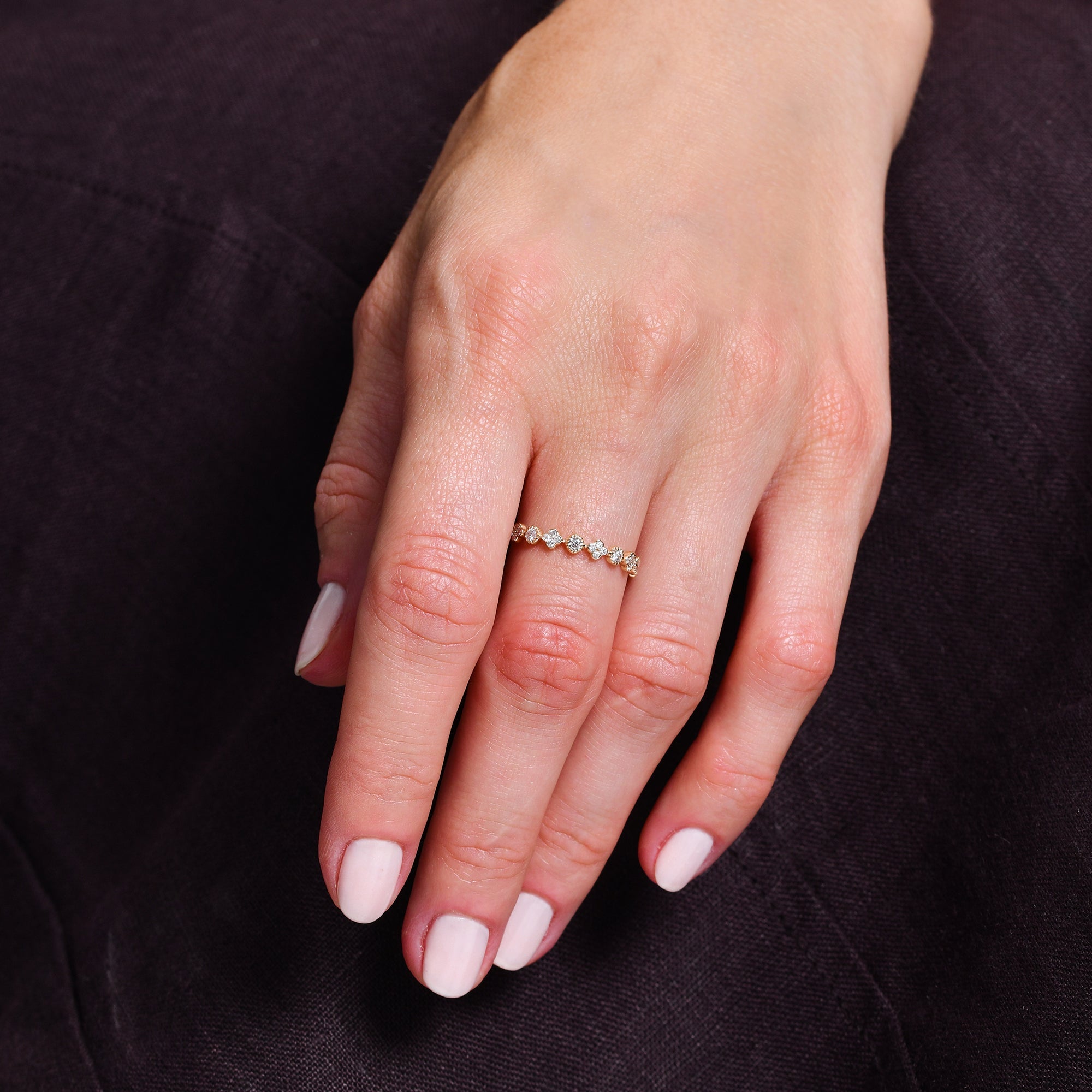 OBFJ0651 - 14k Diamond Eternity Bezel and Clover Ring 4