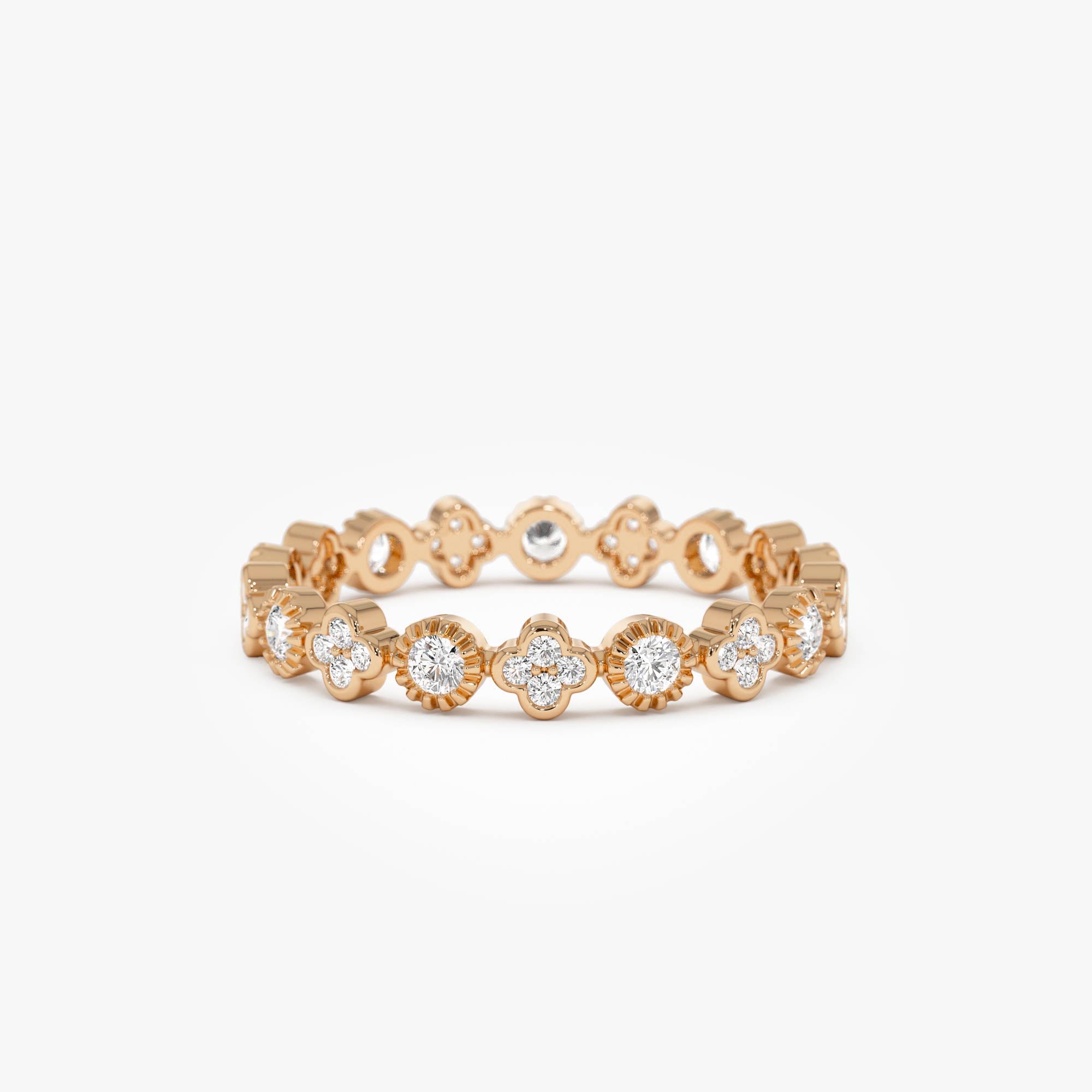 OBFJ0651 - 14k Diamond Eternity Bezel and Clover Ring 5