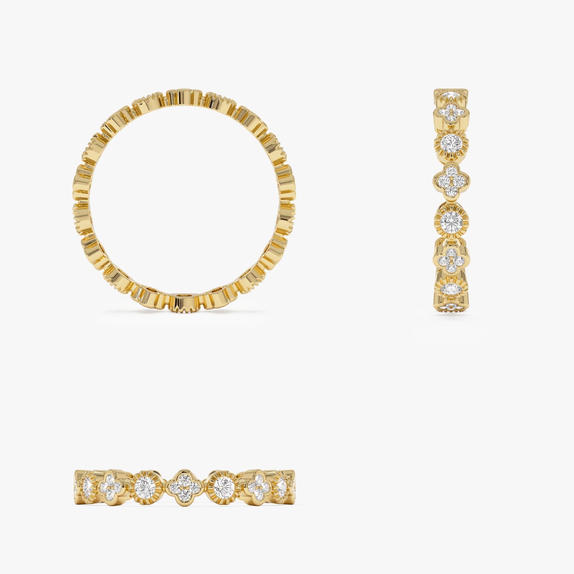 OBFJ0651 - 14k Diamond Eternity Bezel and Clover Ring 8
