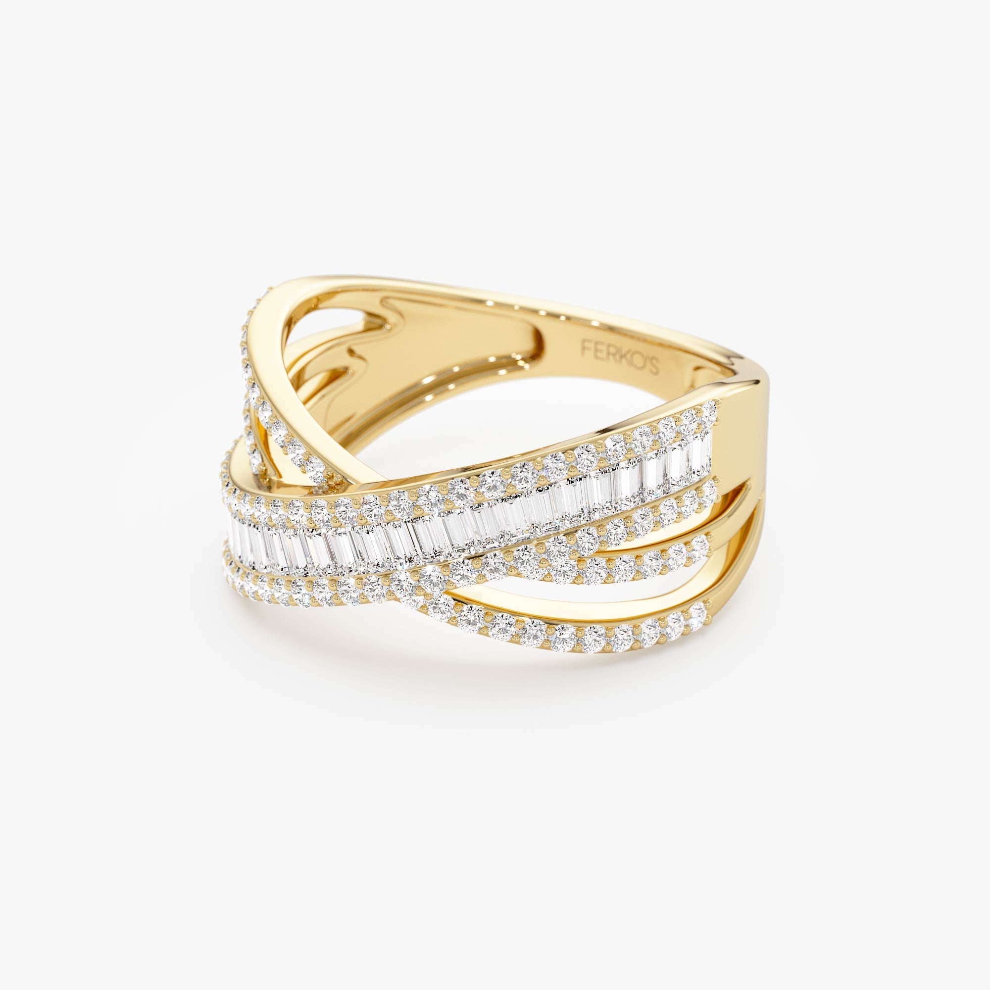 OBFJ0650 - 14k Diamond Multi Row Criss Cross Band Ring 8