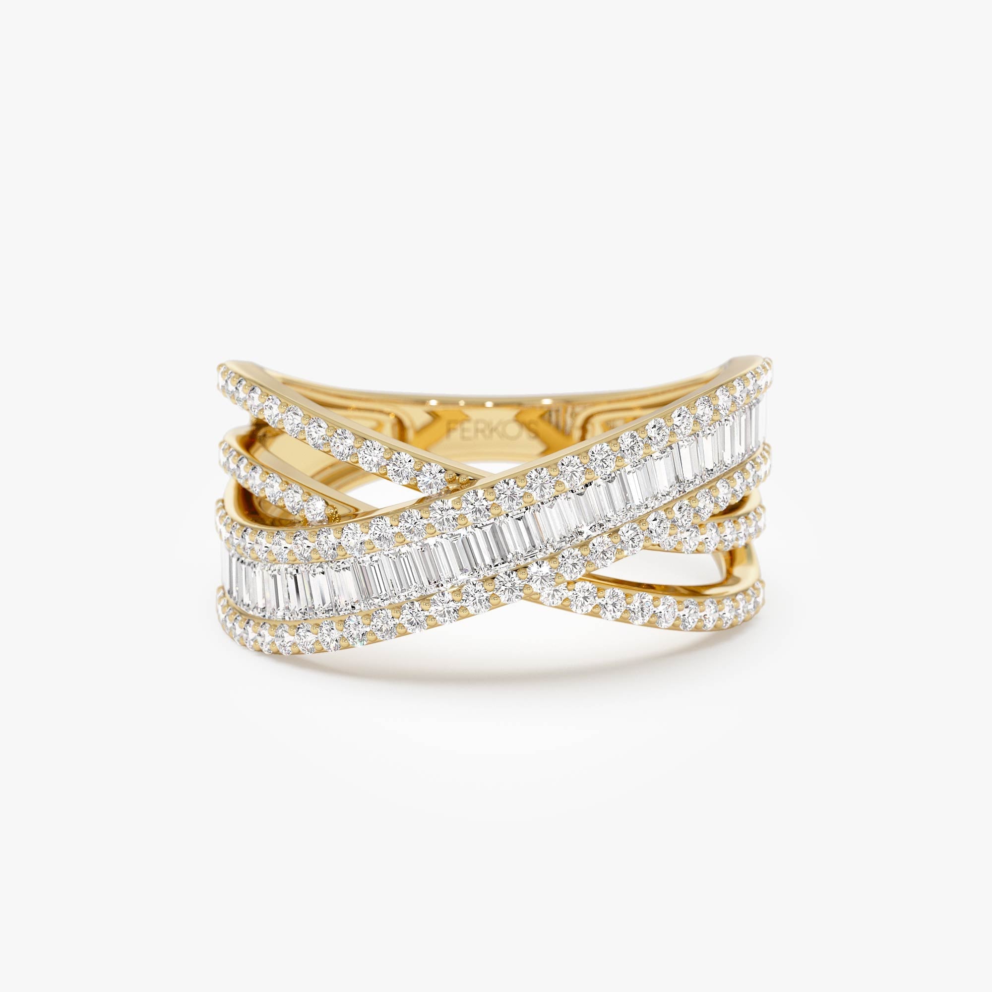 OBFJ0650 - 14k Diamond Multi Row Criss Cross Band Ring 1
