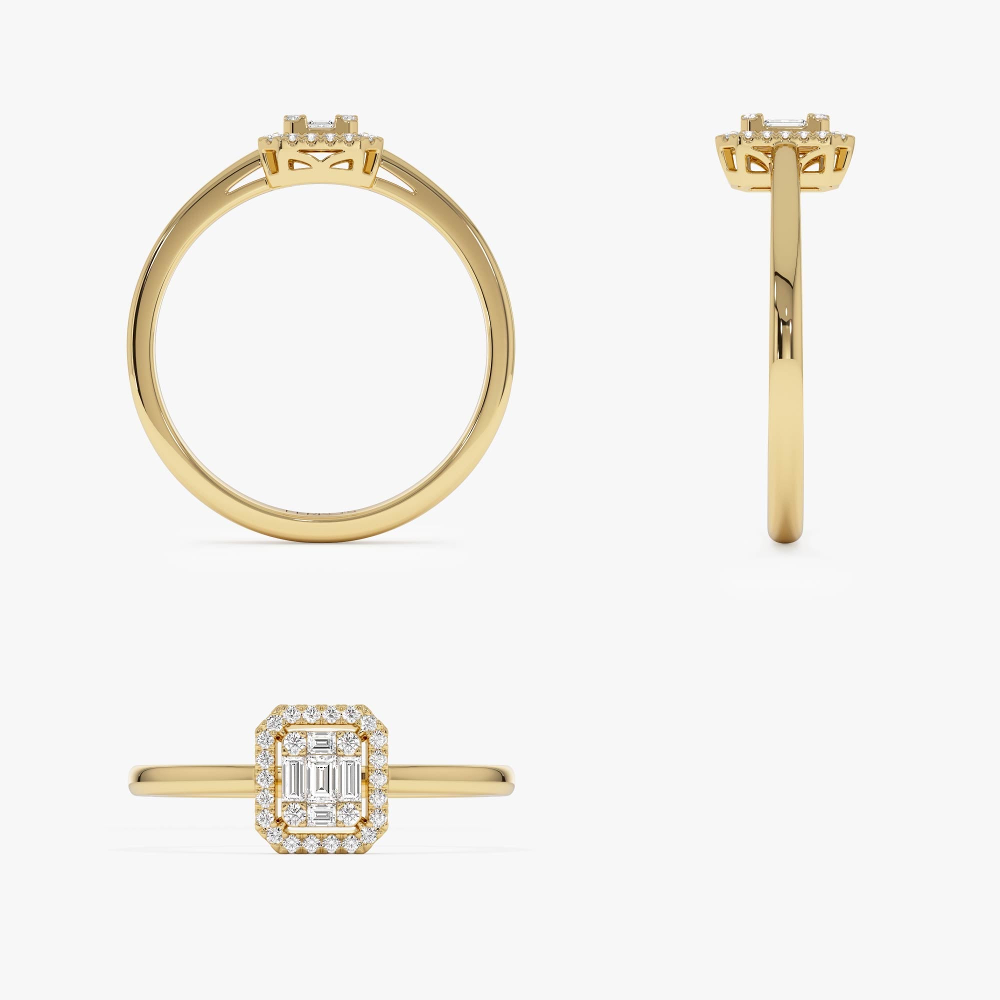 OBFJ0648 - 14k Diamond Halo Ring Rectangular Baguette Style 8