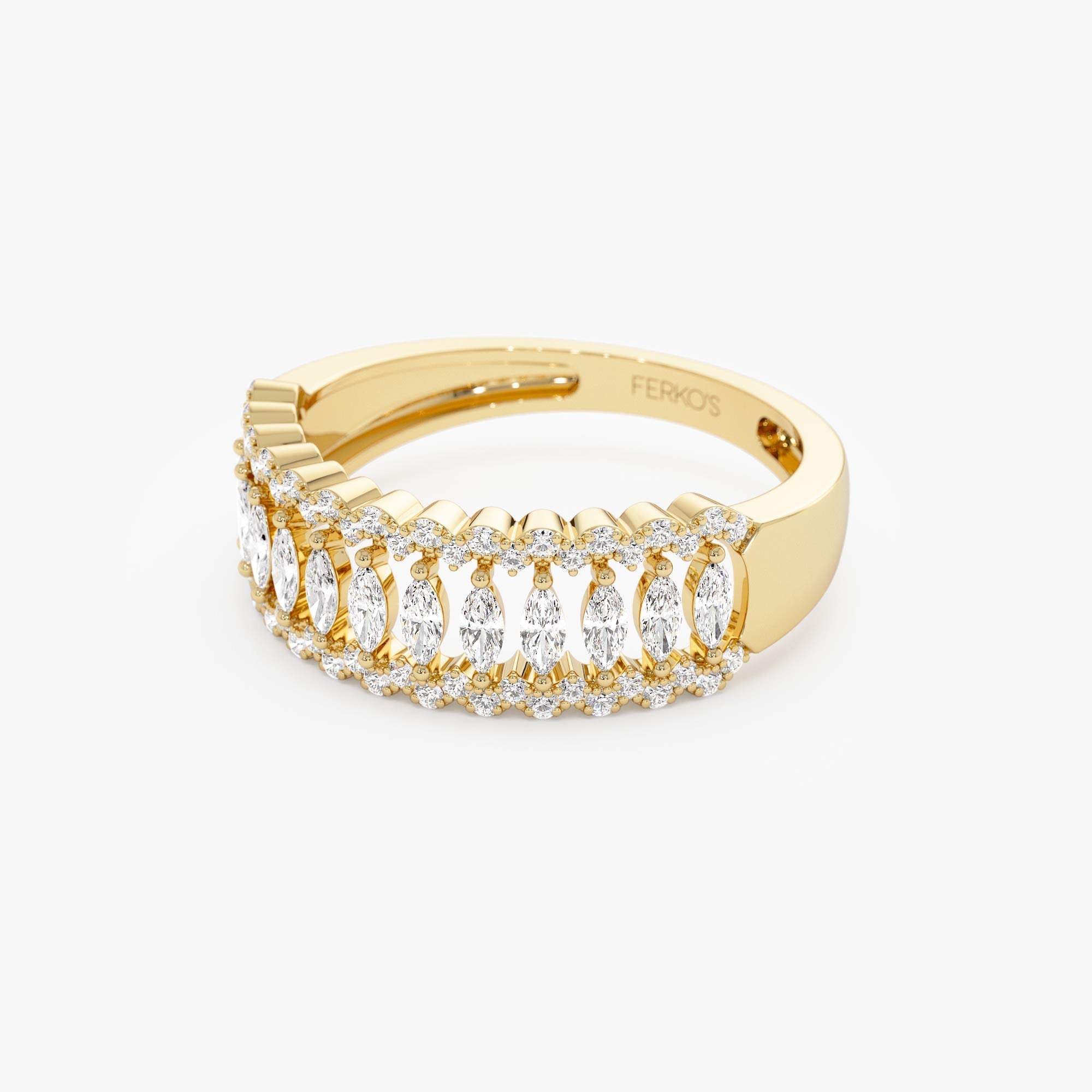 OBFJ0647 - 14k Wide Marquise Diamond Band with Pavé Accents 10
