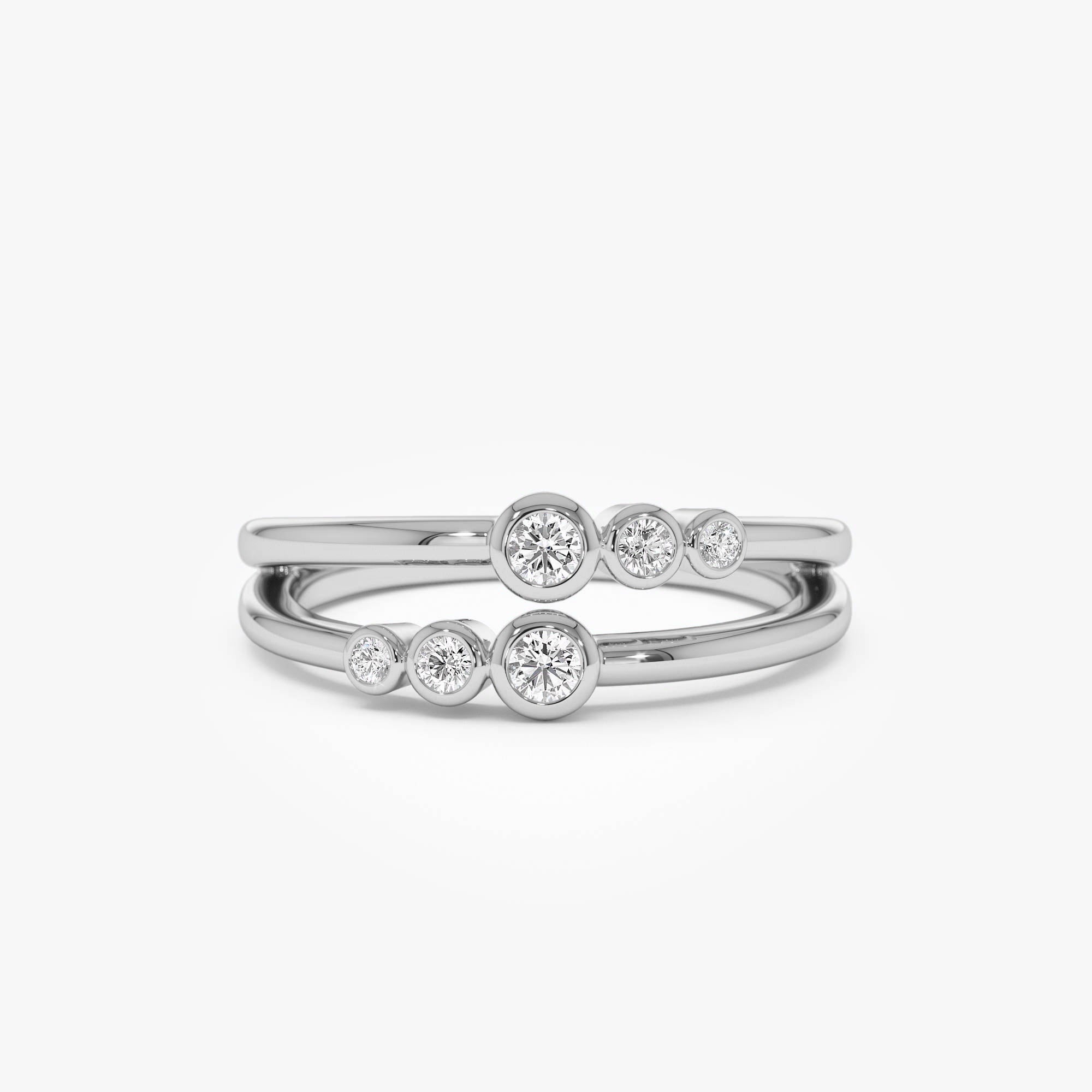 OBFJ0691 - 14K Double Row Bezel Setting Diamond Ring 7