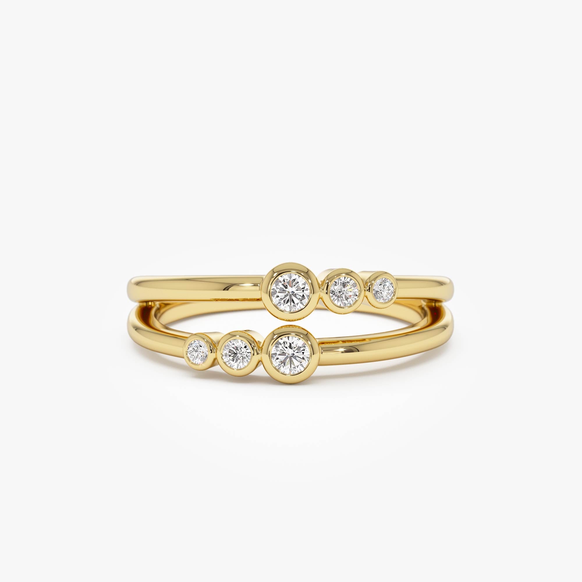 OBFJ0691 - 14K Double Row Bezel Setting Diamond Ring 1