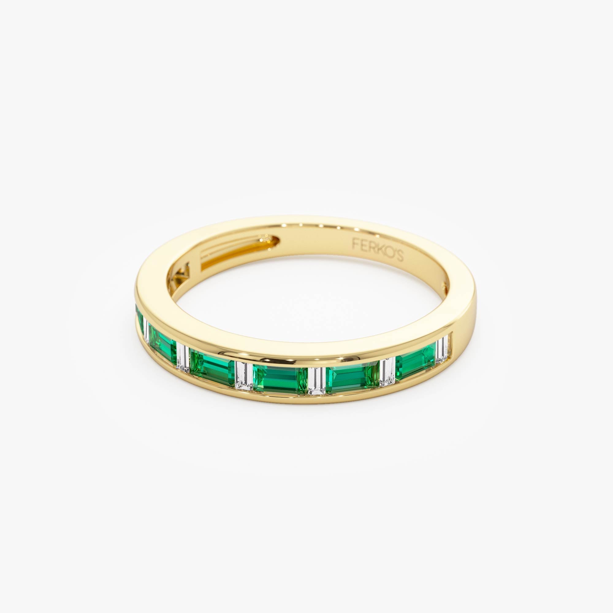 OBFJ0690 - 14k Baguette Diamond & Emerald Ring 9