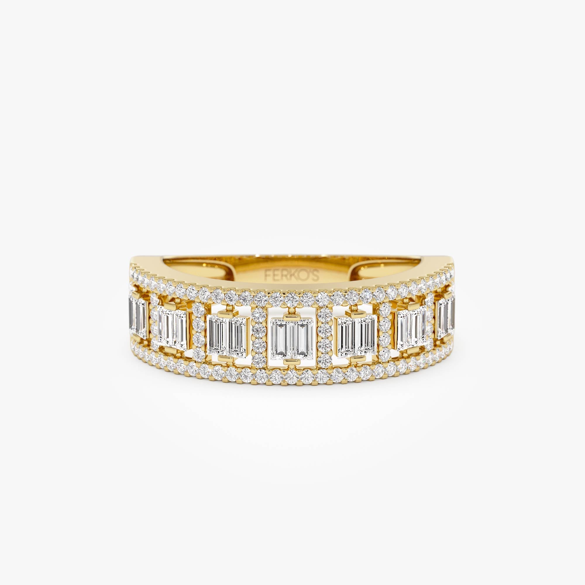 OBFJ0004 - Wide Diamond Baguette Pave Ring - 14k Gold 1