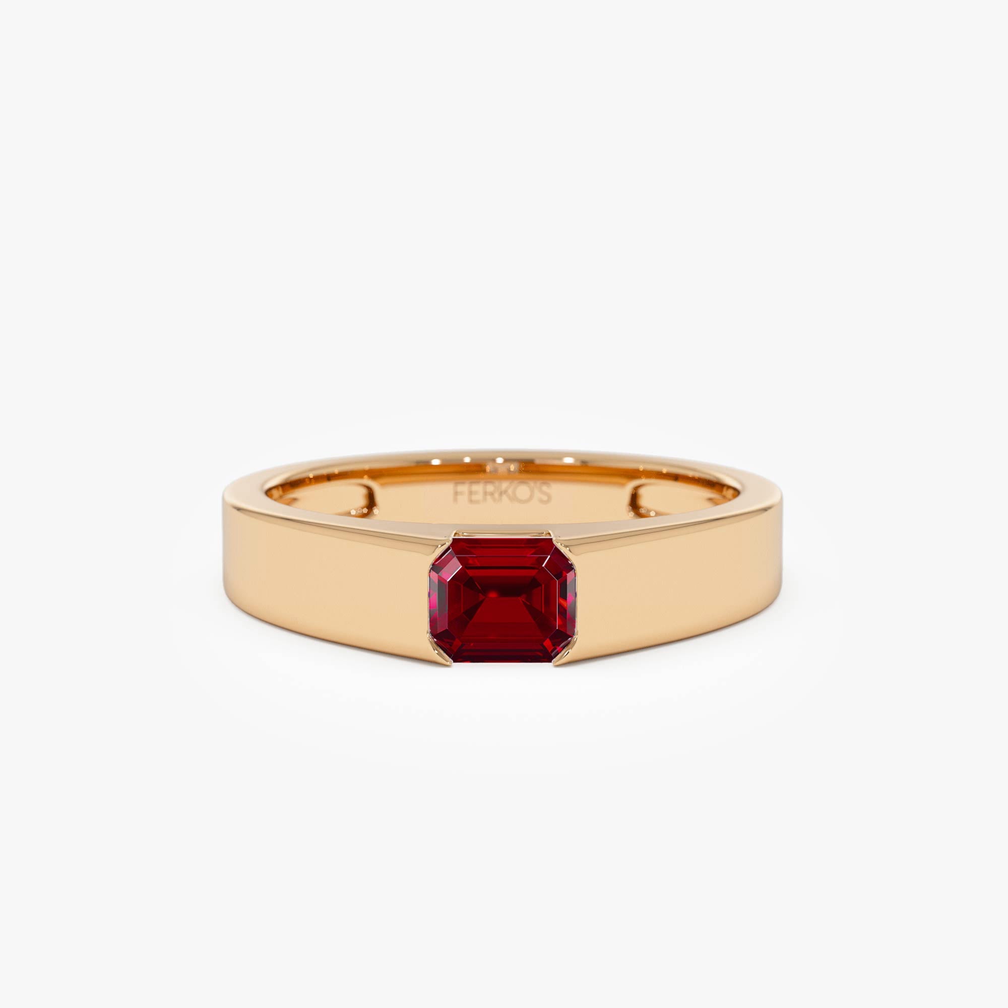 OBFJ0687 - 14k Emerald Cut Ruby Solitaire Ring 5