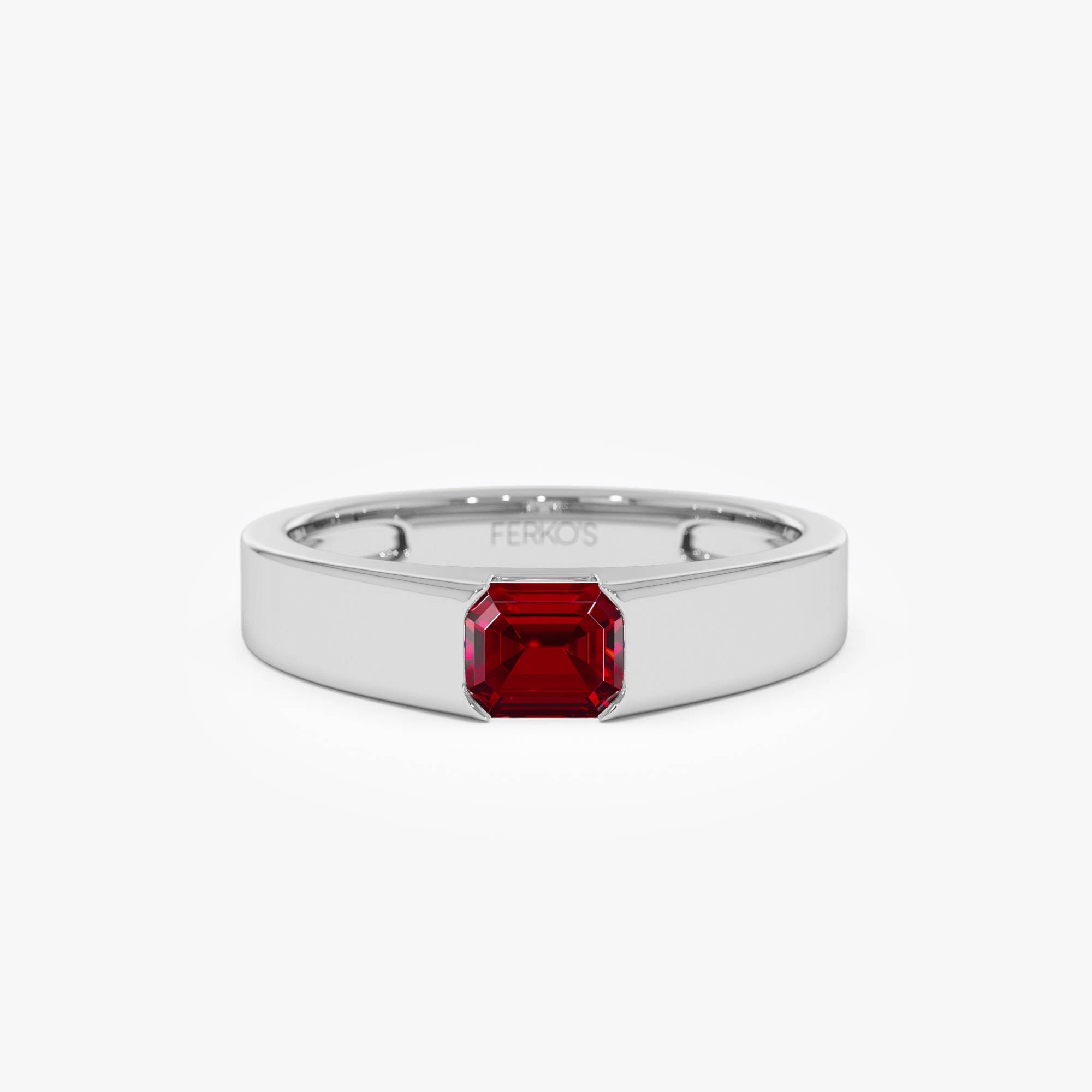 OBFJ0687 - 14k Emerald Cut Ruby Solitaire Ring 6