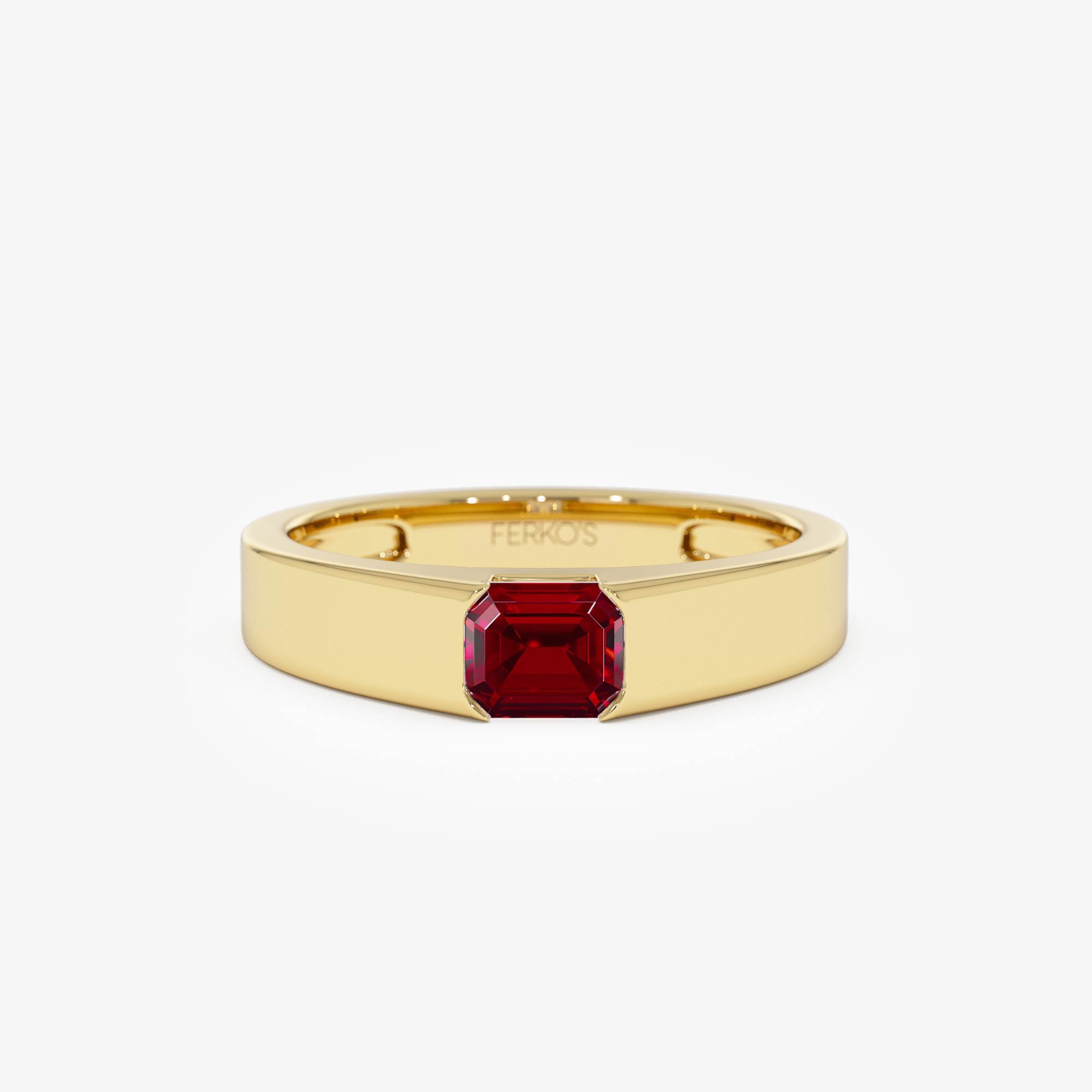 OBFJ0687 - 14k Emerald Cut Ruby Solitaire Ring 1
