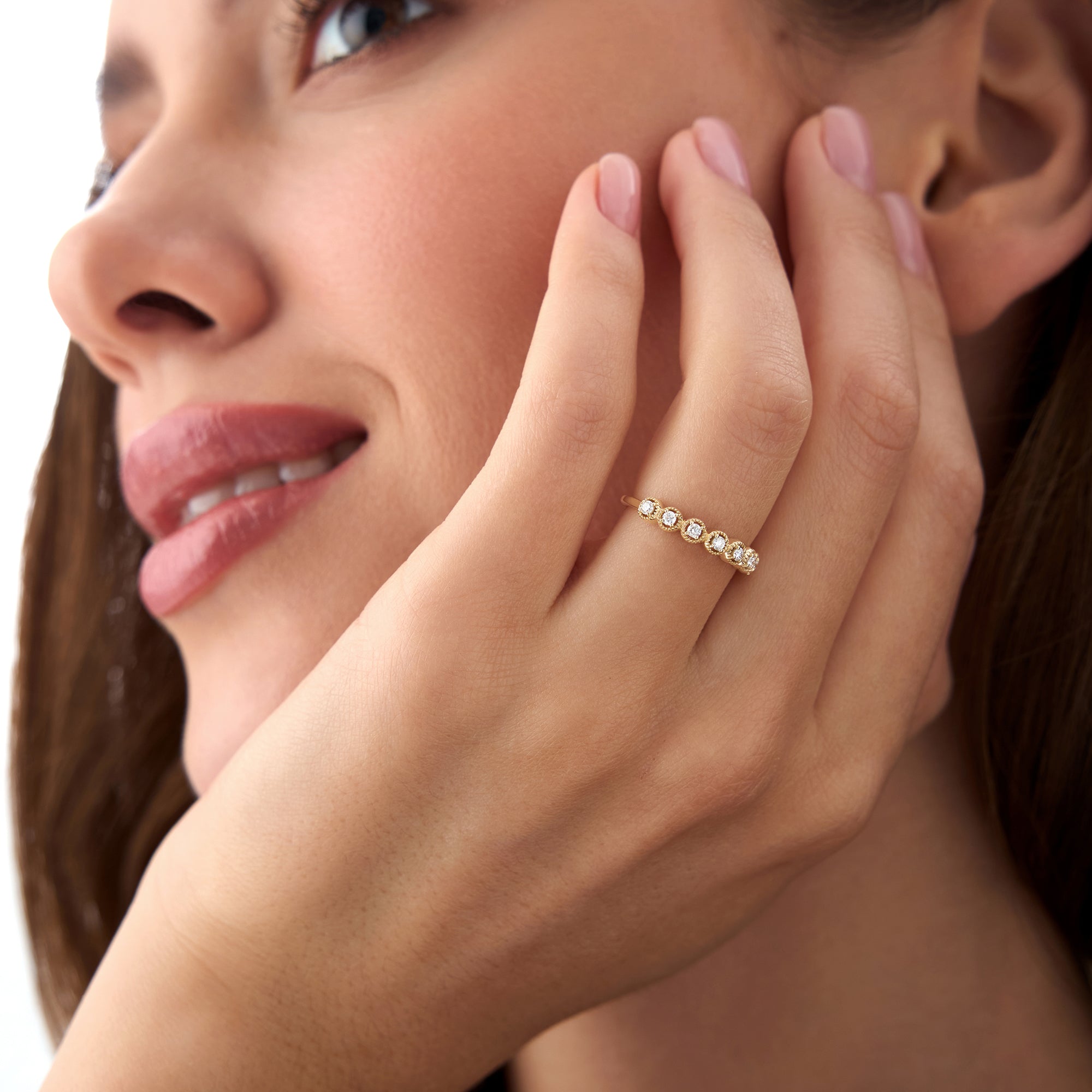 OBFJ0005 - Vintage Style Diamond Band Ring - 14k Gold 2