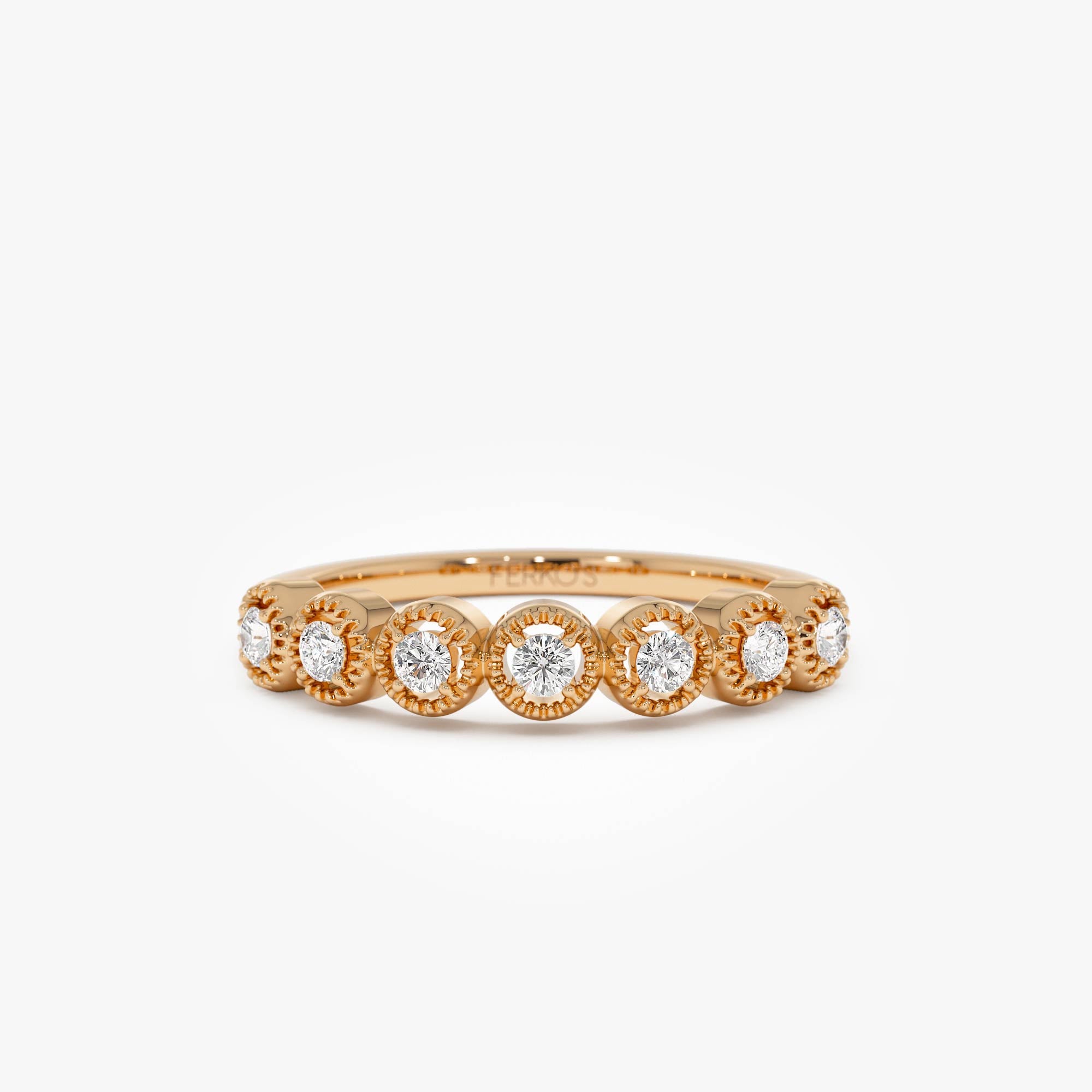OBFJ0686 - 14k Vintage Style Diamond Band Ring 6