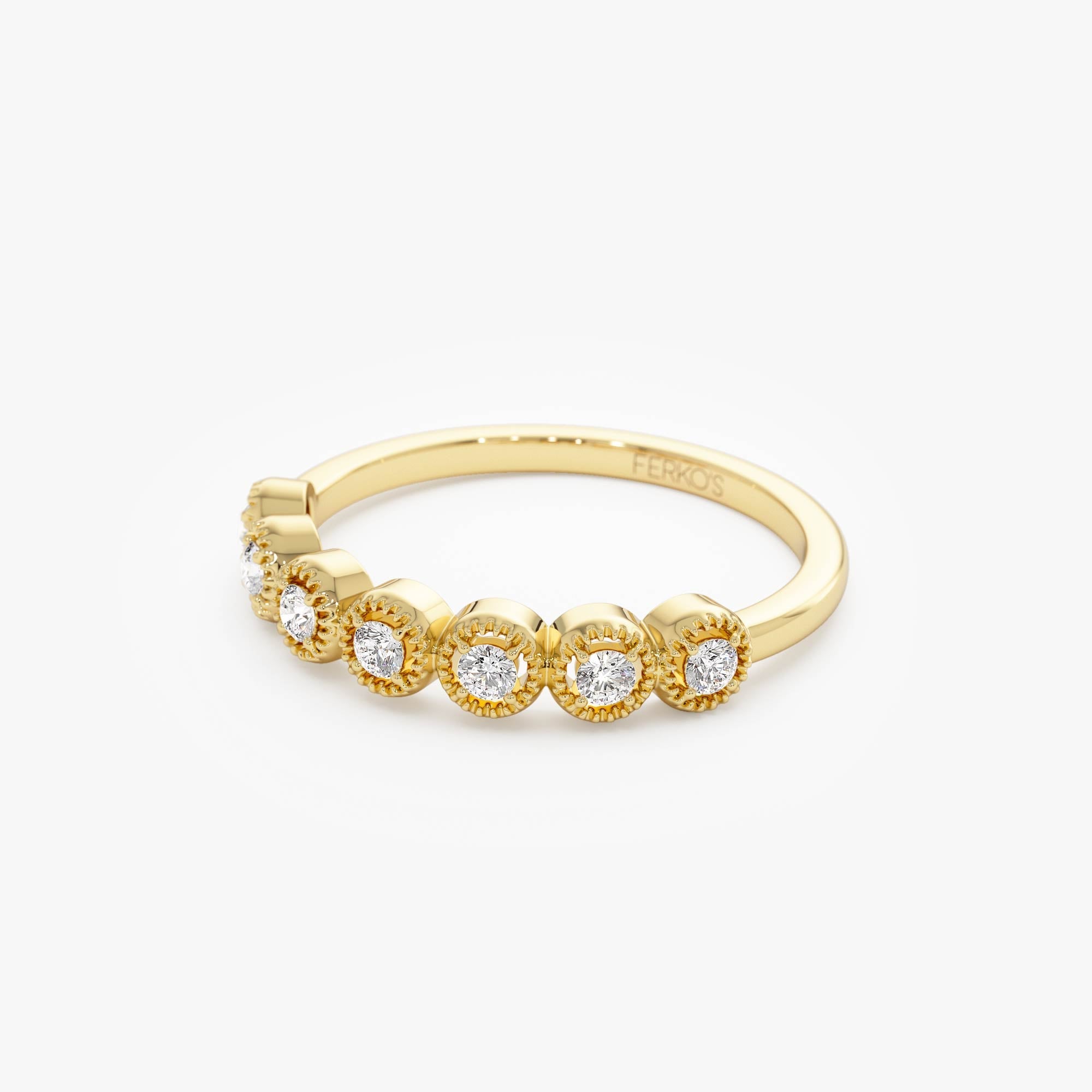 OBFJ0005 - Vintage Style Diamond Band Ring - 14k Gold 6