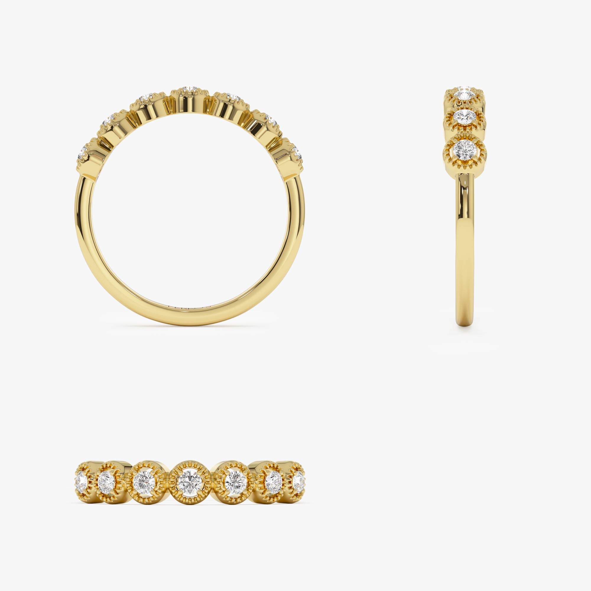 OBFJ0005 - Vintage Style Diamond Band Ring - 14k Gold 7