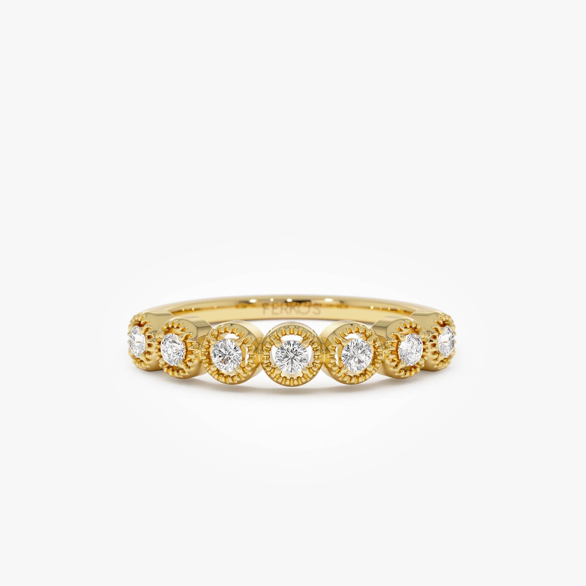 OBFJ0005 - Vintage Style Diamond Band Ring - 14k Gold 1