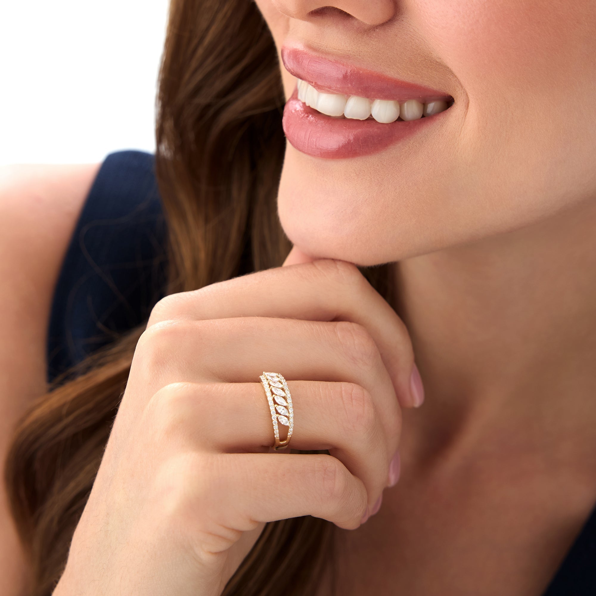 OBFJ0684 - 14k Diamond Band with Marquise Center 3