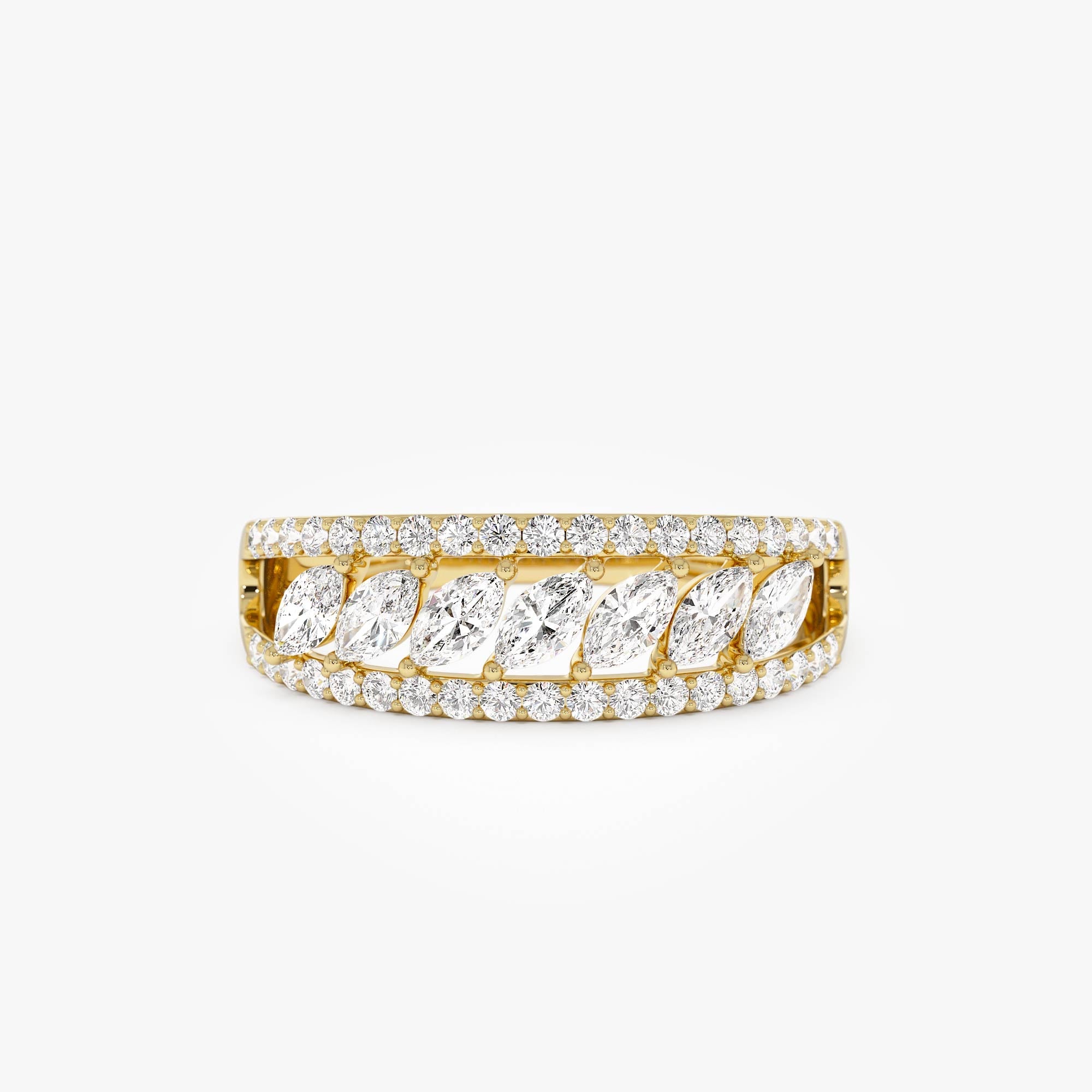 OBFJ0684 - 14k Diamond Band with Marquise Center 1