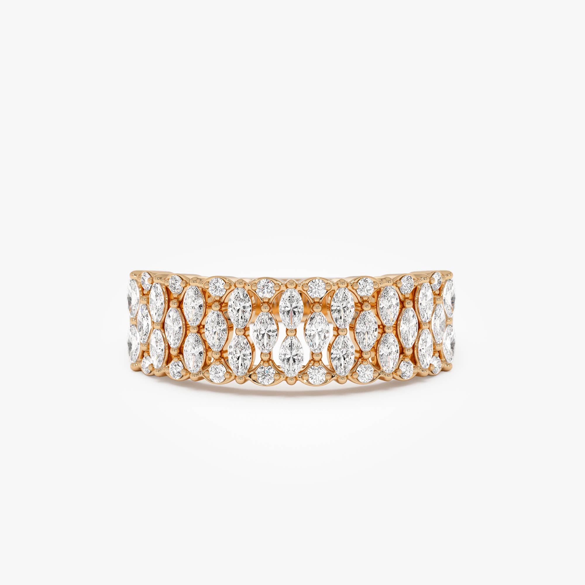 OBFJ0683 - 14k Multi Row Marquise Diamond Anniversary Ring 5