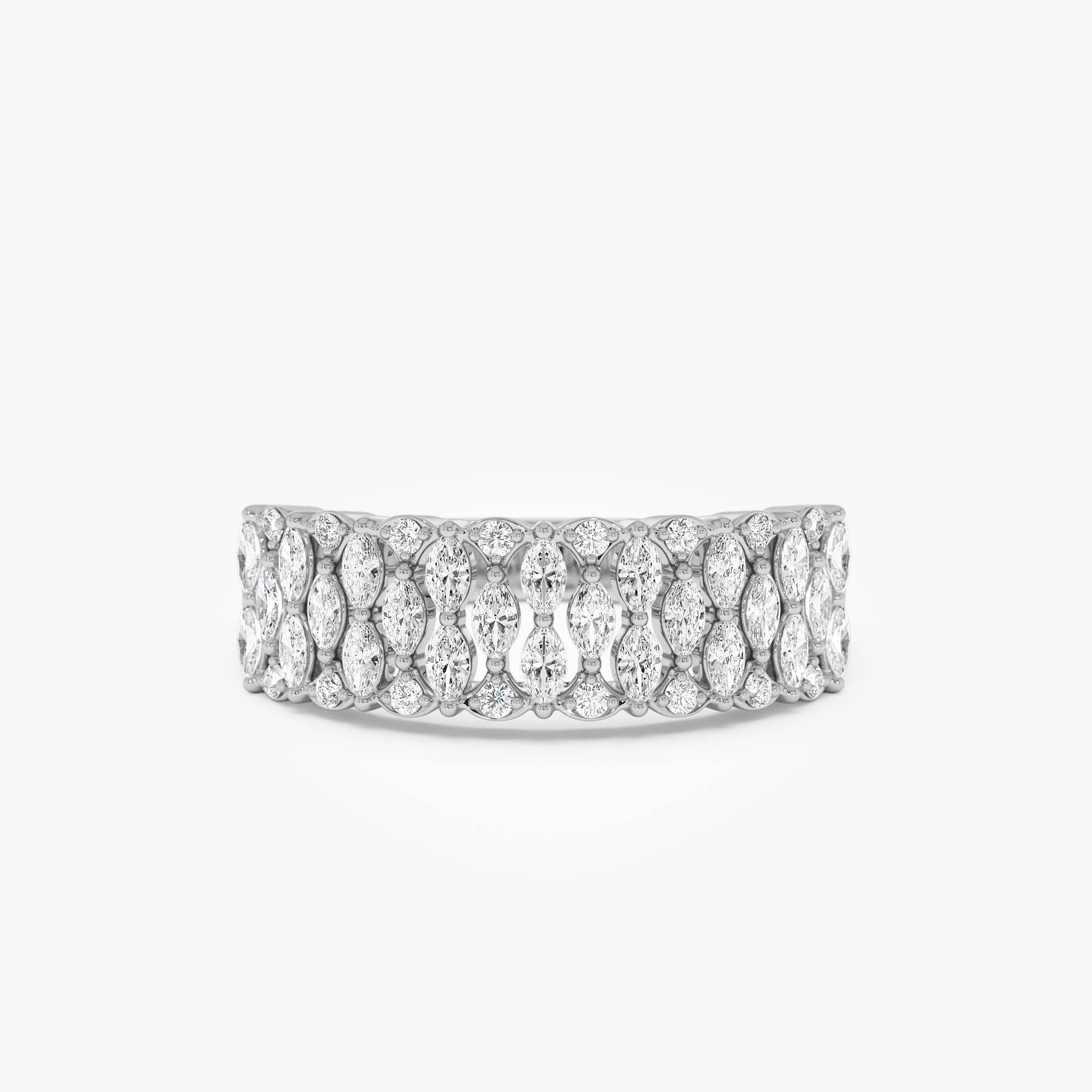 OBFJ0683 - 14k Multi Row Marquise Diamond Anniversary Ring 6