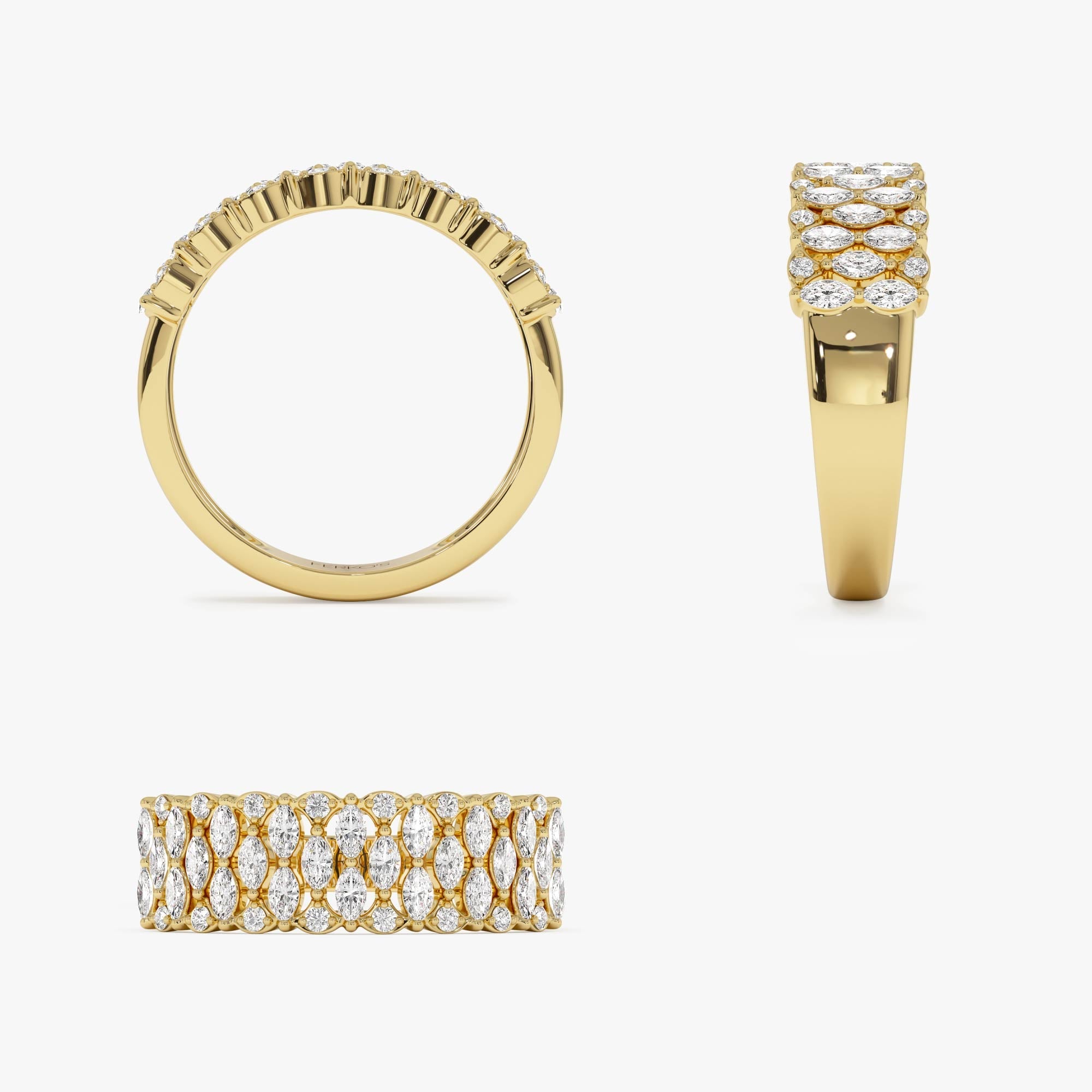 OBFJ0001 - Multi Row Marquise Diamond Anniversary Ring - 14k Gold 6