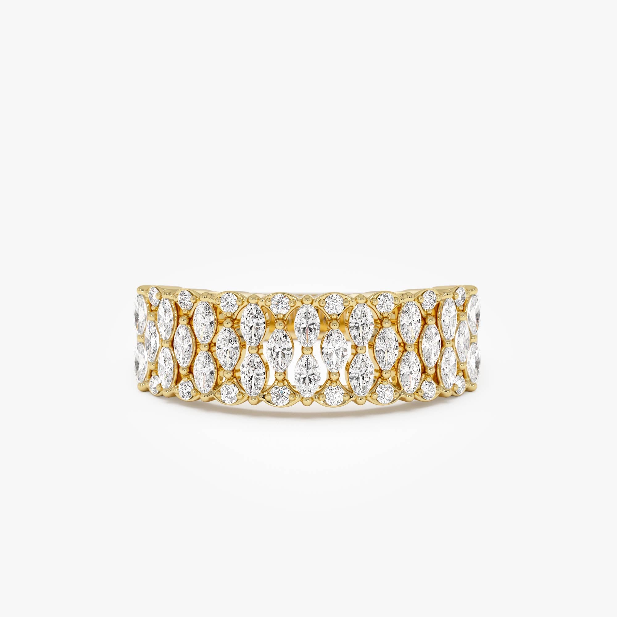 OBFJ0001 - Multi Row Marquise Diamond Anniversary Ring - 14k Gold 1