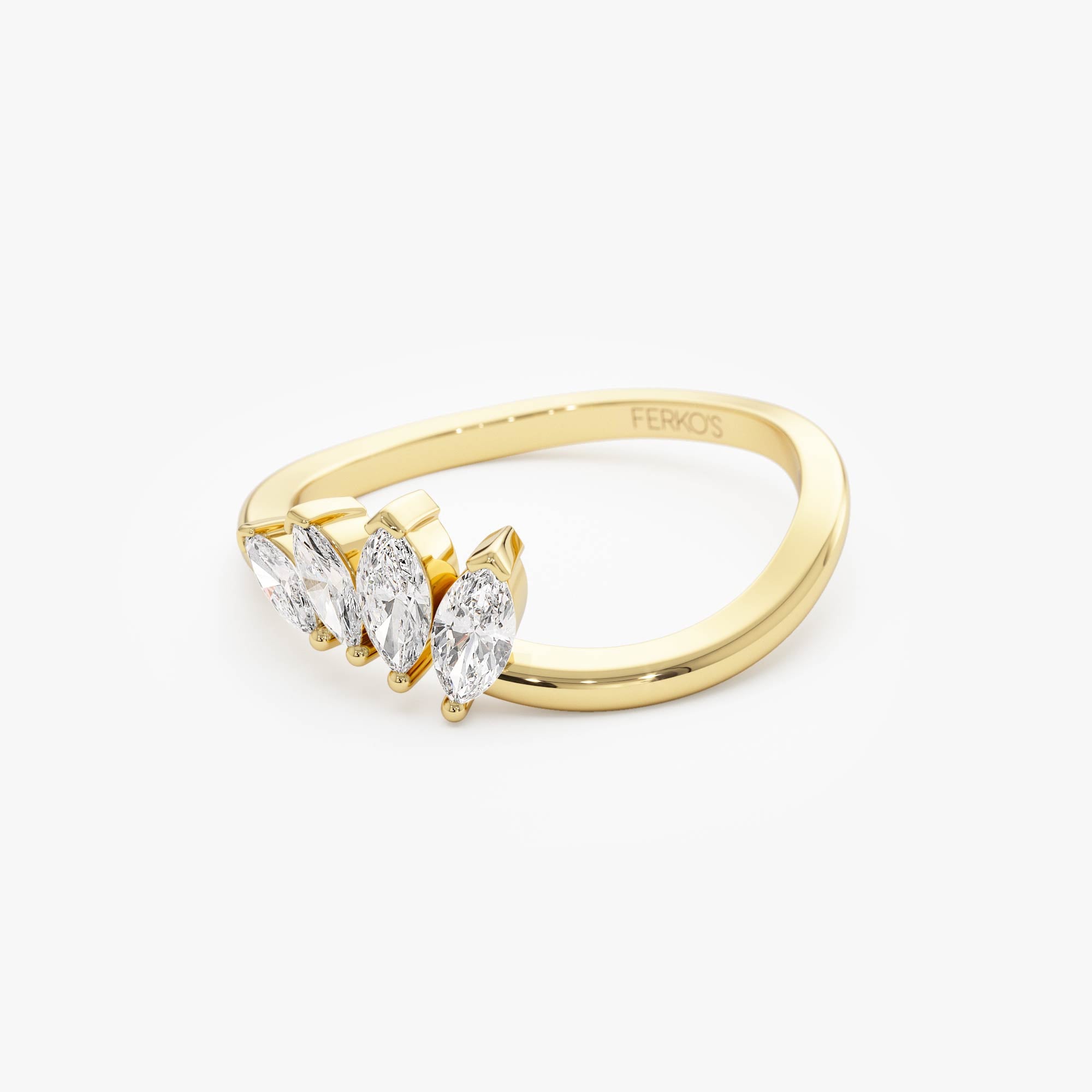 OBFJ0681 - 14k Modern Marquise Diamond Cluster Ring 8