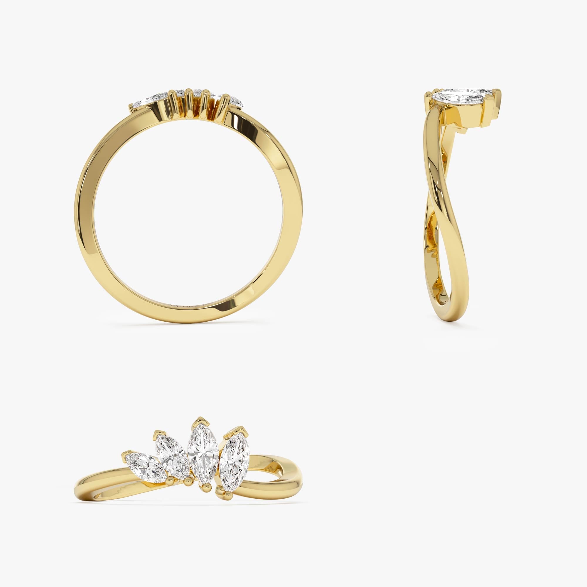 OBFJ0681 - 14k Modern Marquise Diamond Cluster Ring 9