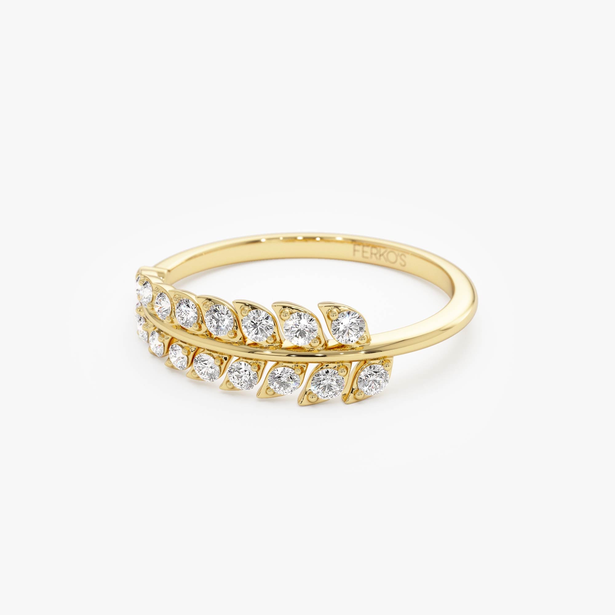 OBFJ0680 - 14k Leaf Inspired Diamond Wrap Ring 7