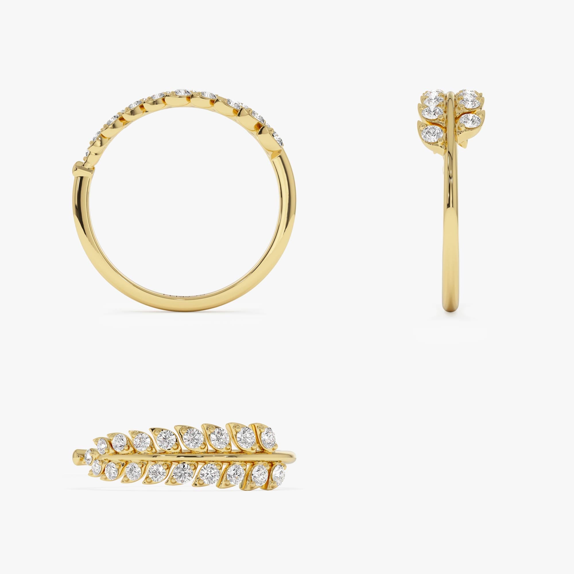 OBFJ0680 - 14k Leaf Inspired Diamond Wrap Ring 8