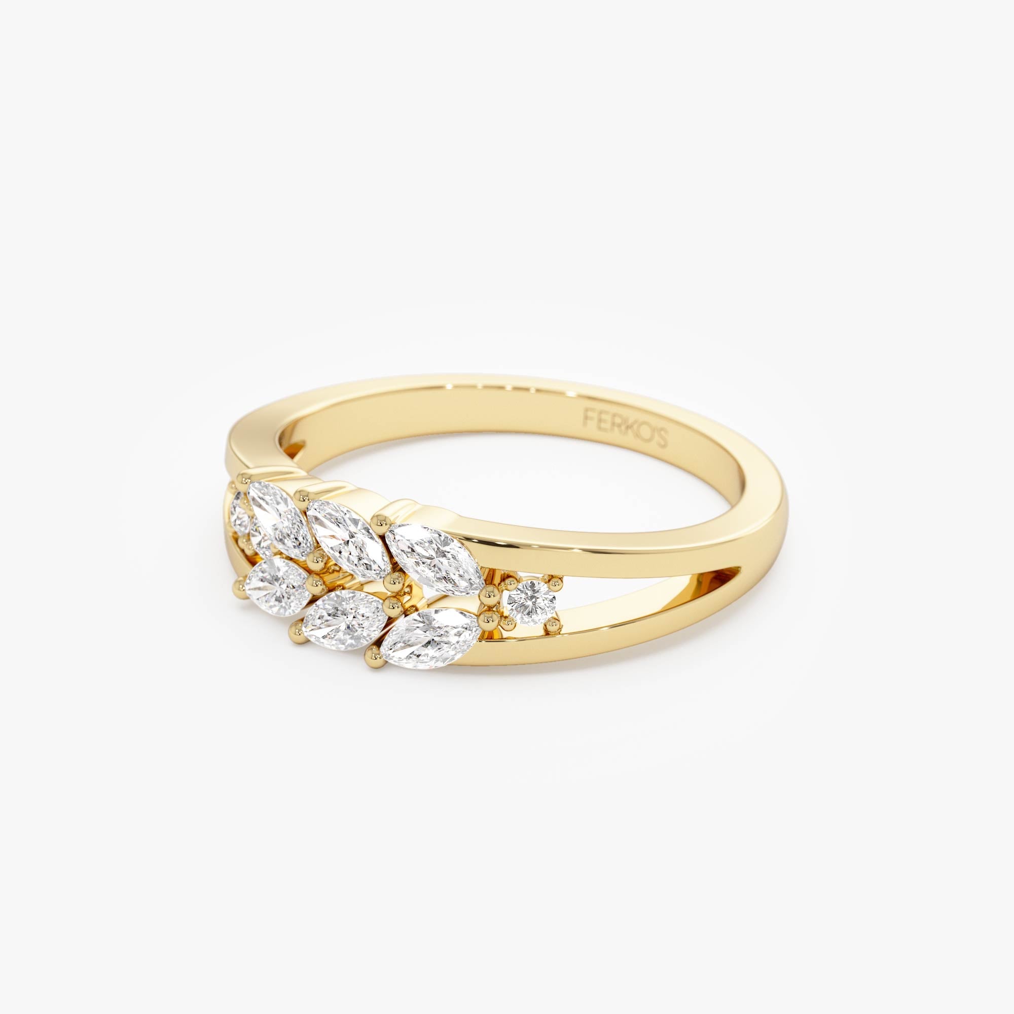 OBFJ0677 - 14k Diamond Leaf Style Marquise Ring 4