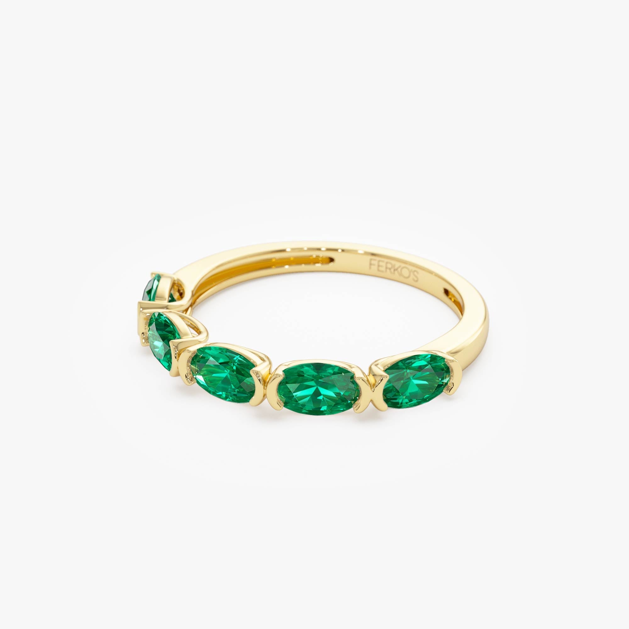 OBFJ0002 - Classic Emerald Five Stone Ring - 14k Gold 5