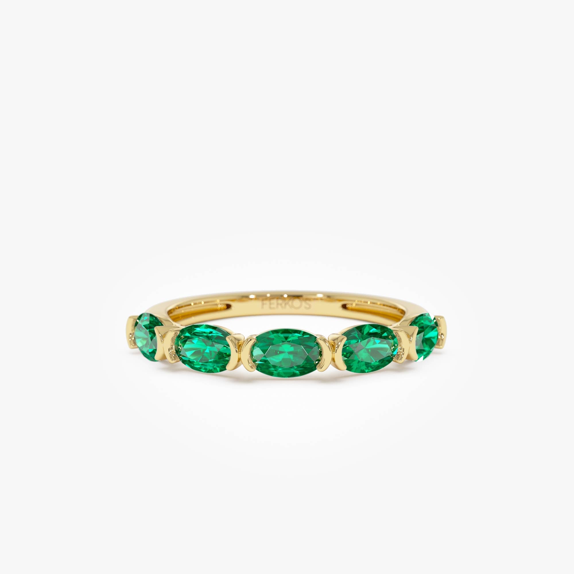 OBFJ0002 - Classic Emerald Five Stone Ring - 14k Gold 1