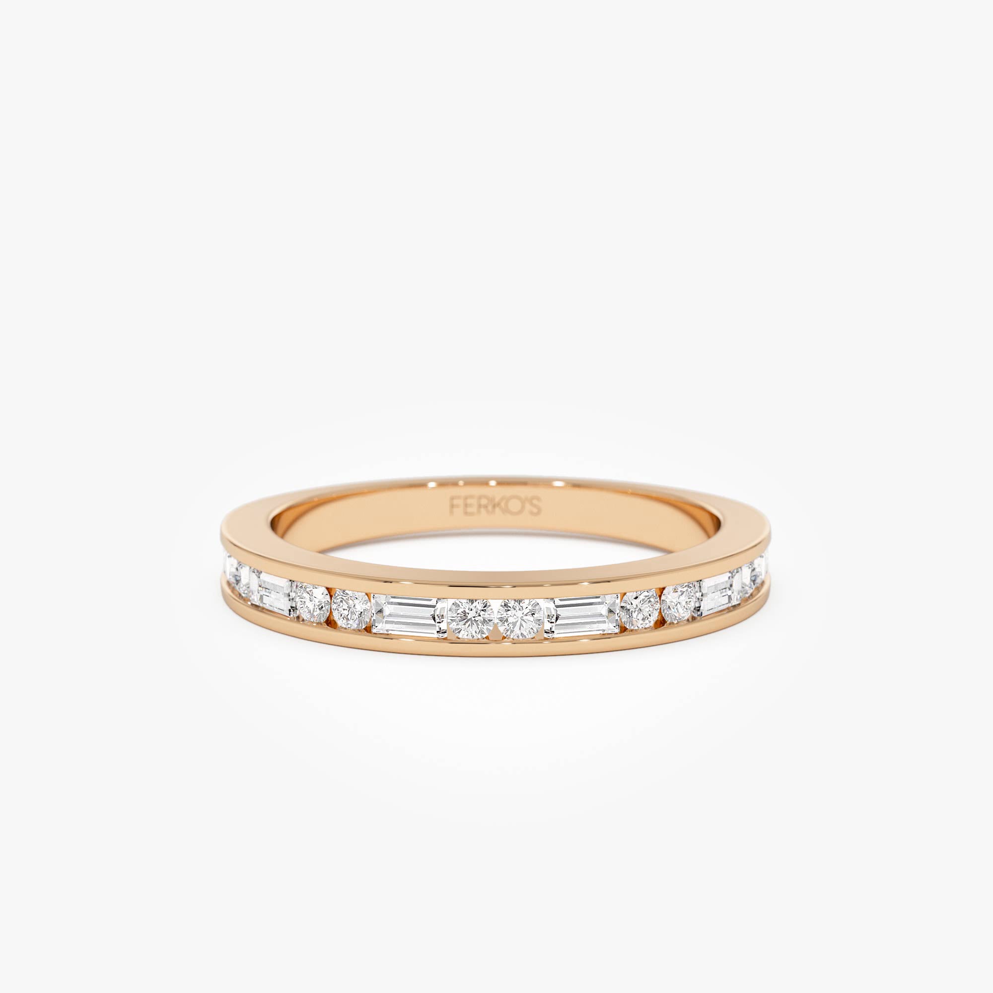 OBFJ0645 - 14k Baguette and Round Diamond Channel Band 5