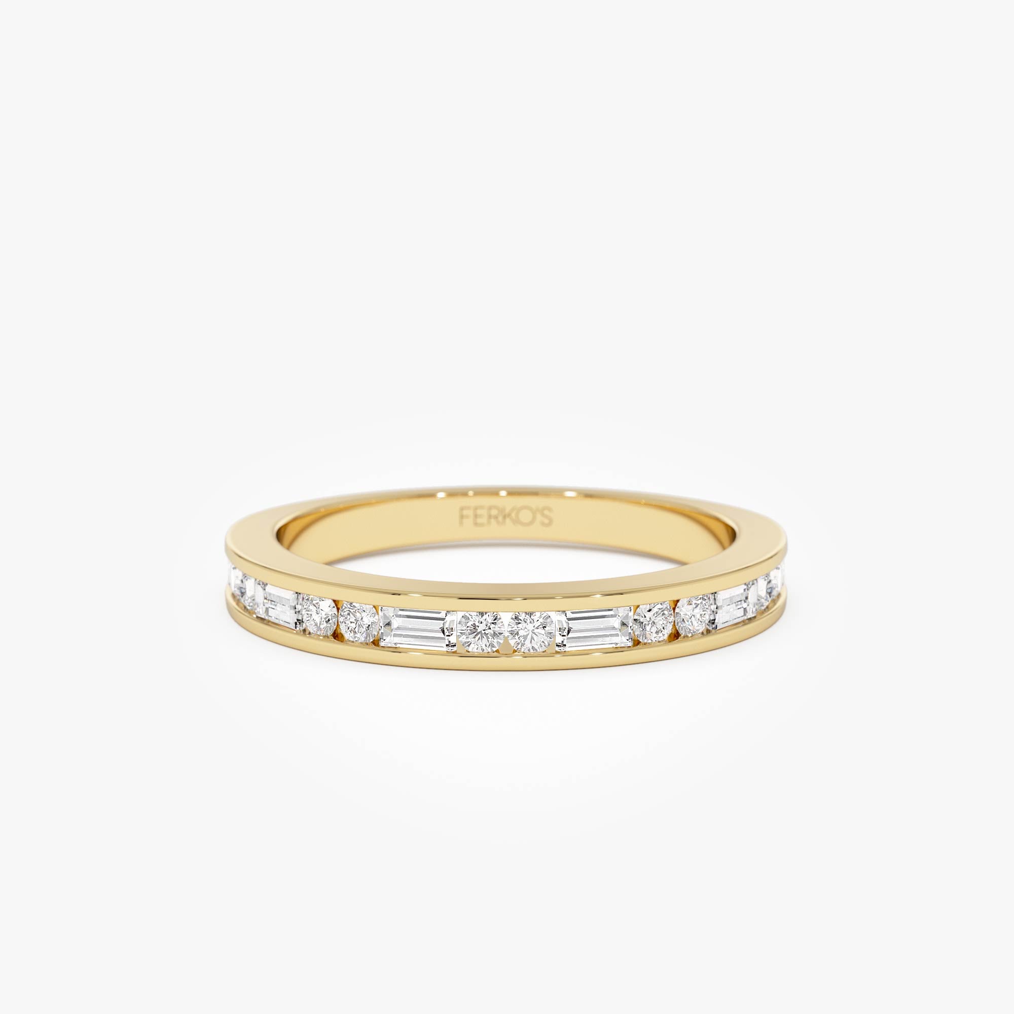 OBFJ0645 - 14k Baguette and Round Diamond Channel Band 1