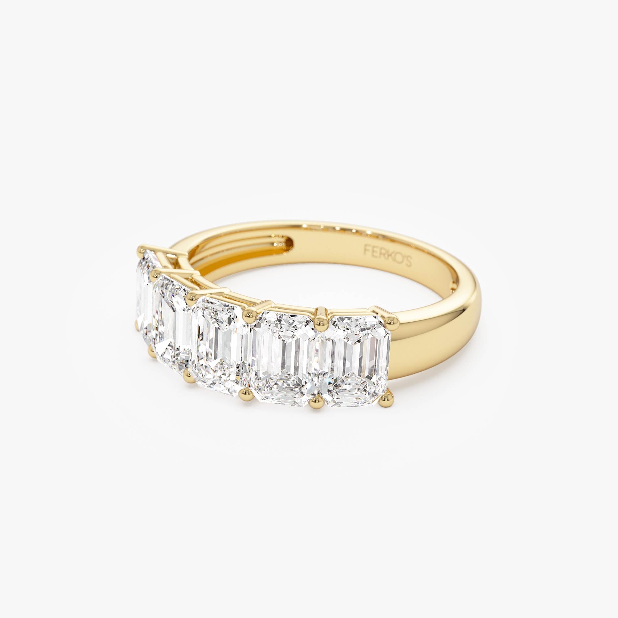 OBFJ0570 - 2.65 ctw 14k Prong Setting Five Stone Emerald Cut Lab Grown Diamond Anniversary Ring - Lucia 8