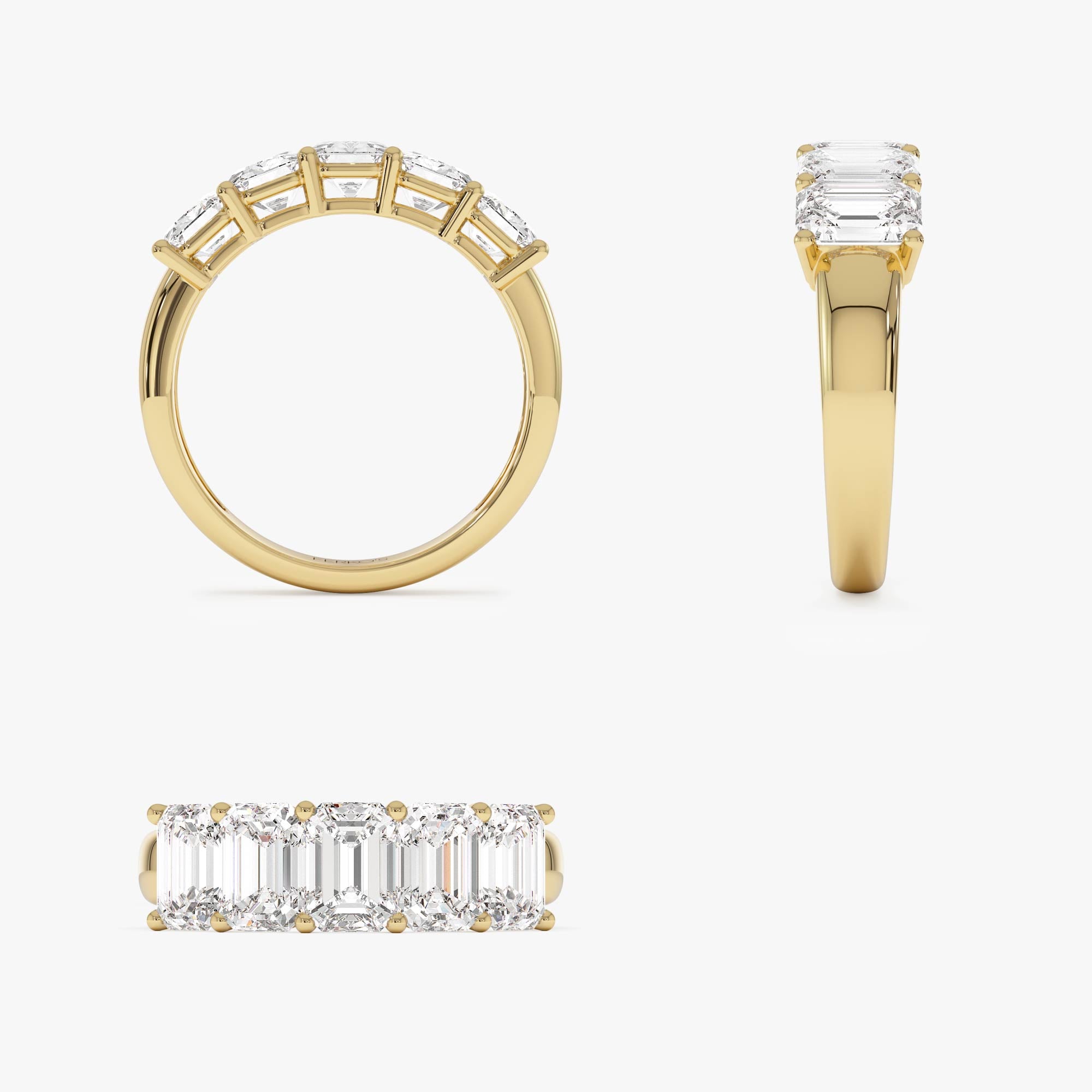 OBFJ0570 - 2.65 ctw 14k Prong Setting Five Stone Emerald Cut Lab Grown Diamond Anniversary Ring - Lucia 9