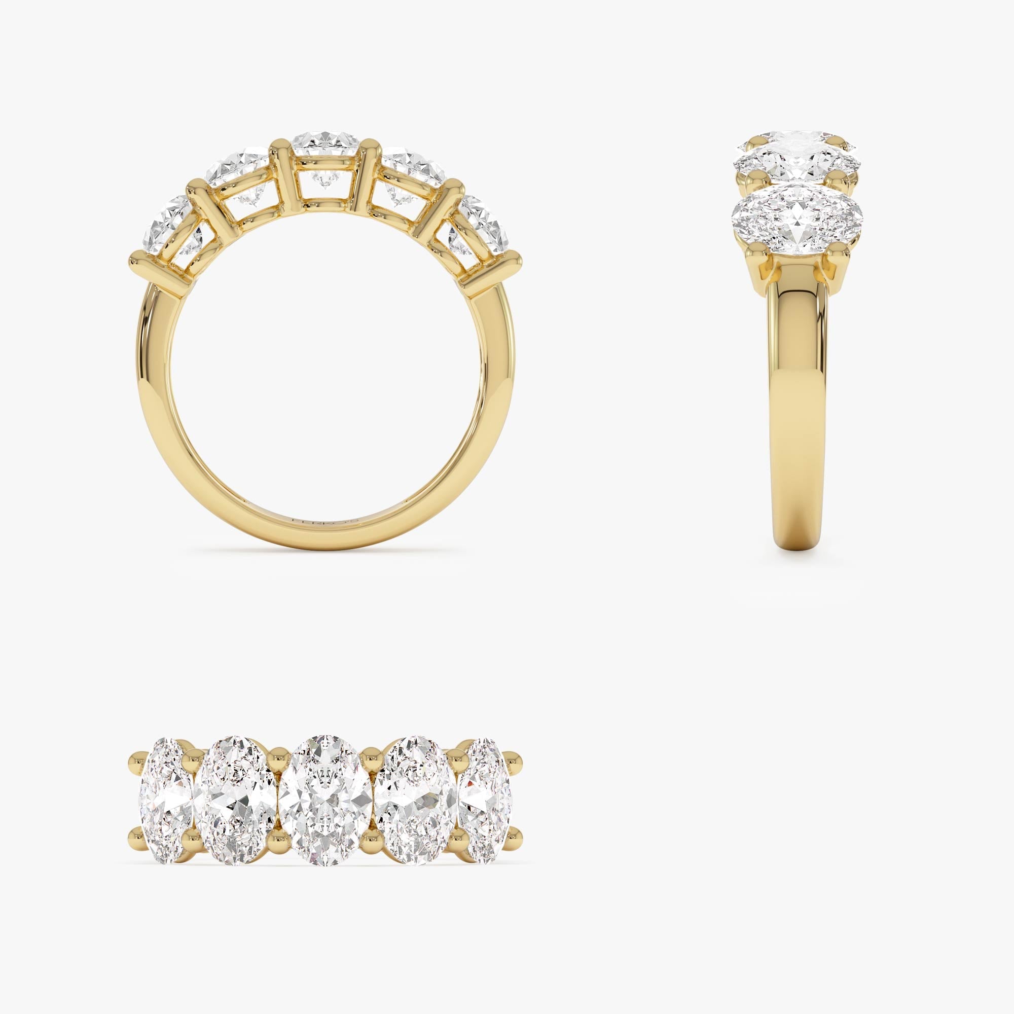OBFJ0578 - 2.75 ctw 14k Prong Setting Five Stone Oval Shape Lab Grown Diamond Anniversary Ring - Giada 10