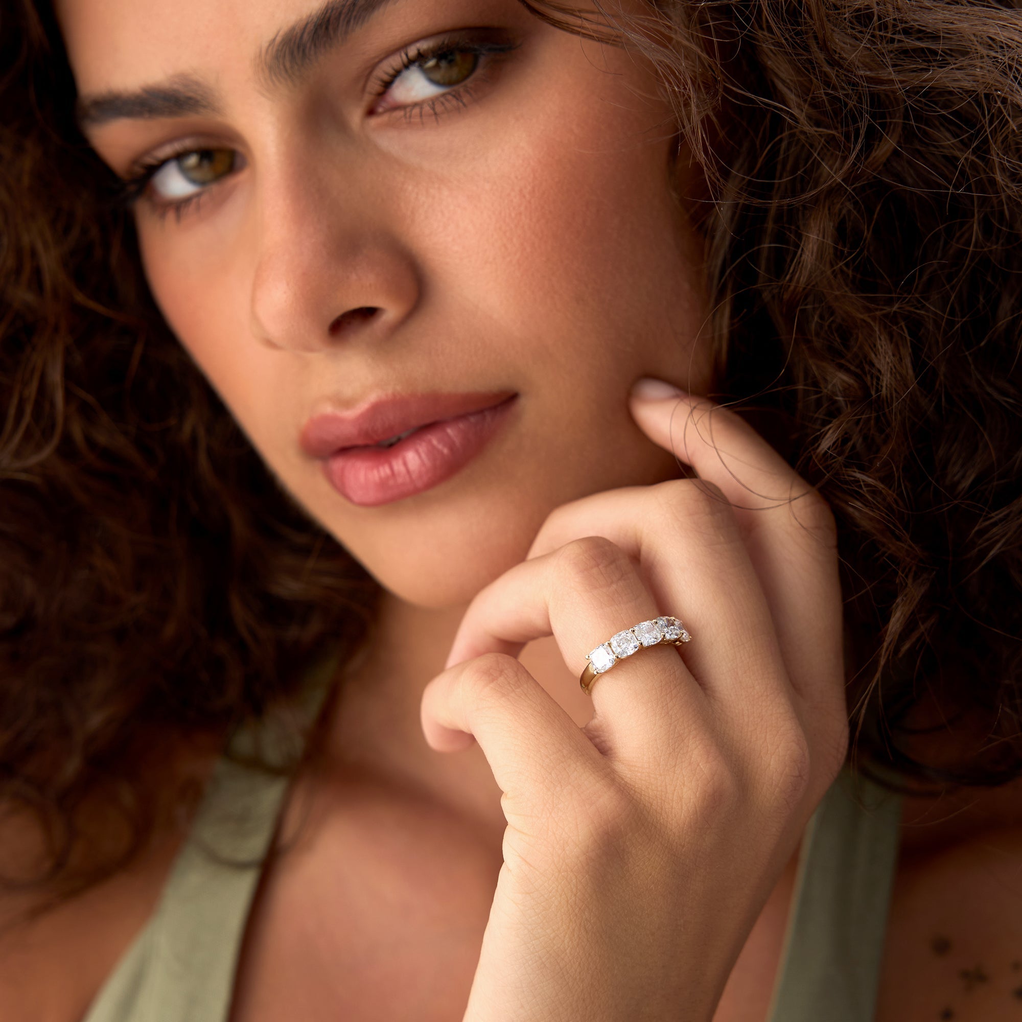 OBFJ0561 - 2.65 ctw 14k Prong Setting Five Stone Cushion Cut Lab Grown Diamond Anniversary Ring - Tonia 4