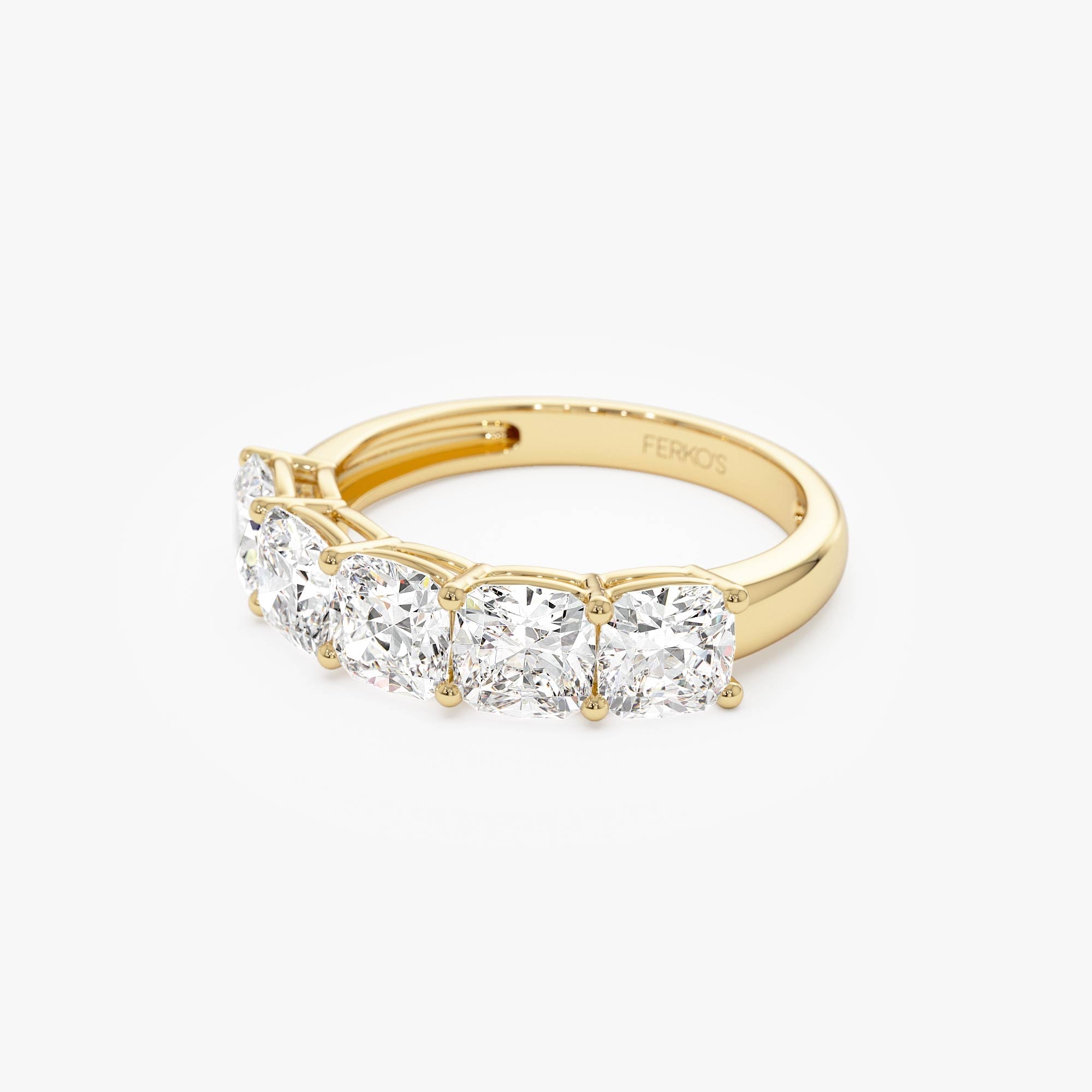OBFJ0561 - 2.65 ctw 14k Prong Setting Five Stone Cushion Cut Lab Grown Diamond Anniversary Ring - Tonia 7