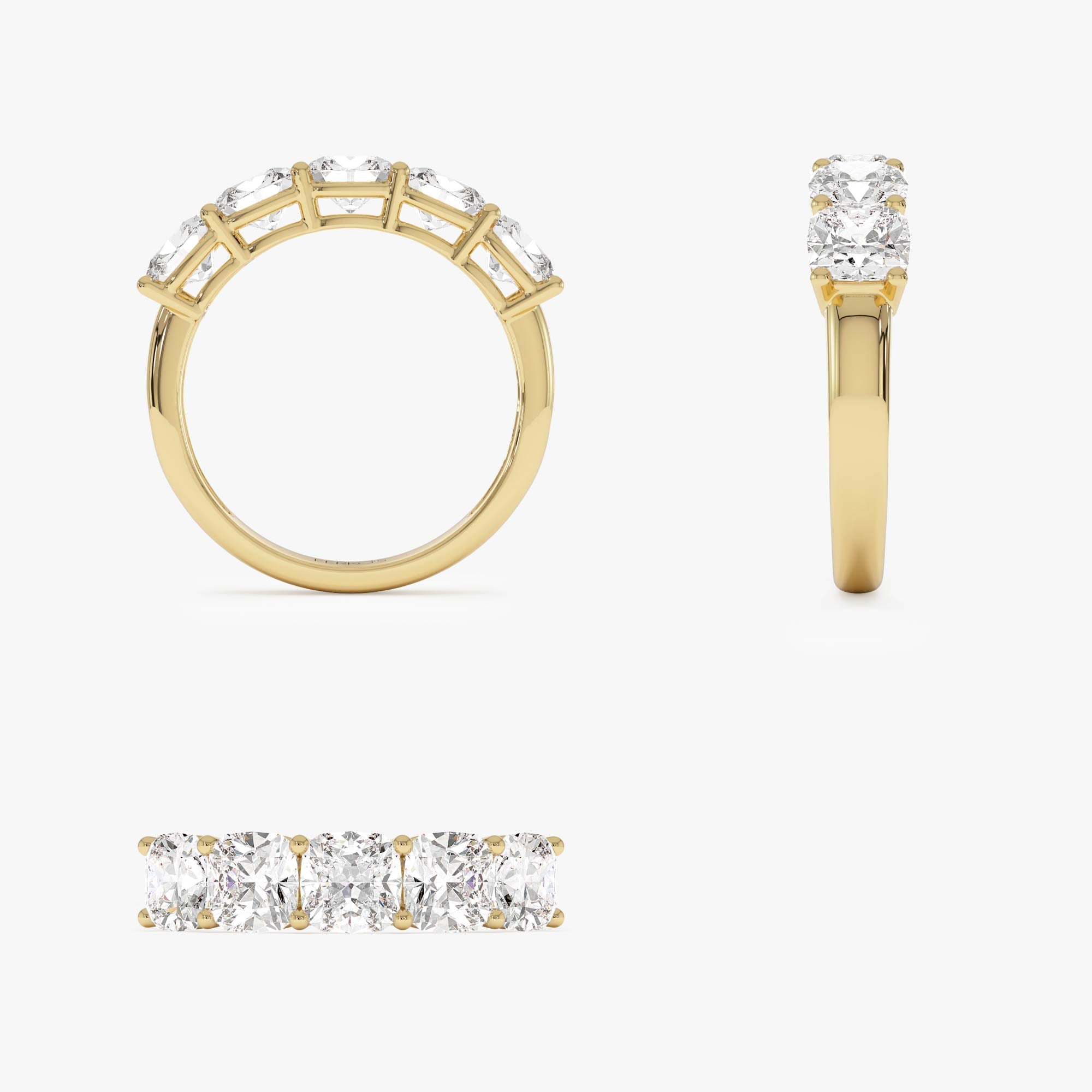 OBFJ0561 - 2.65 ctw 14k Prong Setting Five Stone Cushion Cut Lab Grown Diamond Anniversary Ring - Tonia 9